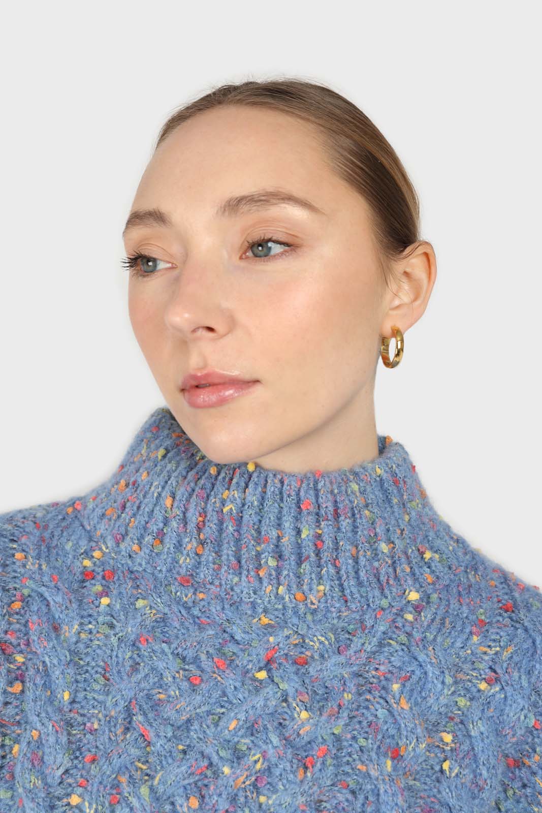 Blue rainbow fleck mock neck jumper_5