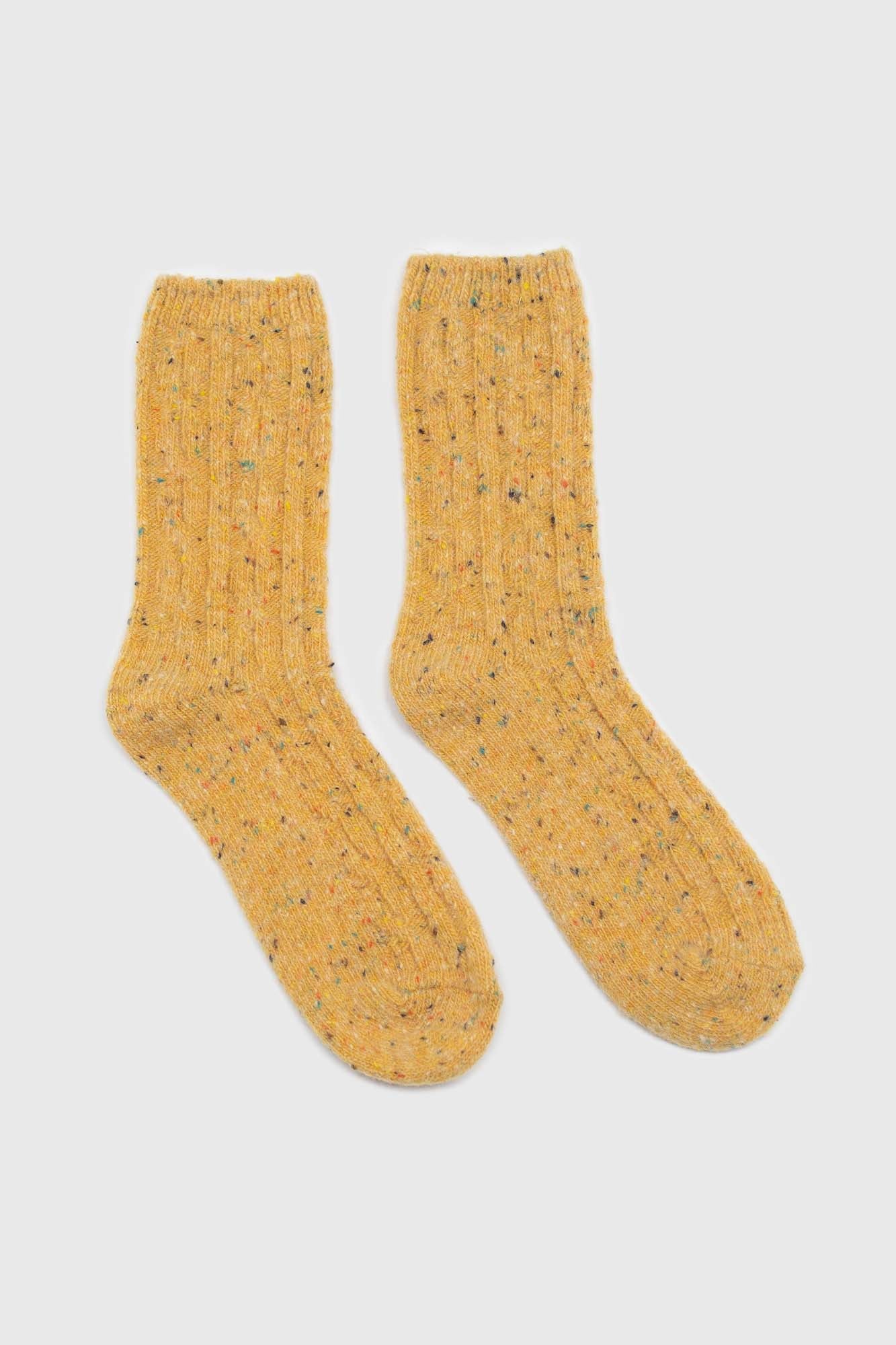 Yellow rainbow fleck thick socks_4
