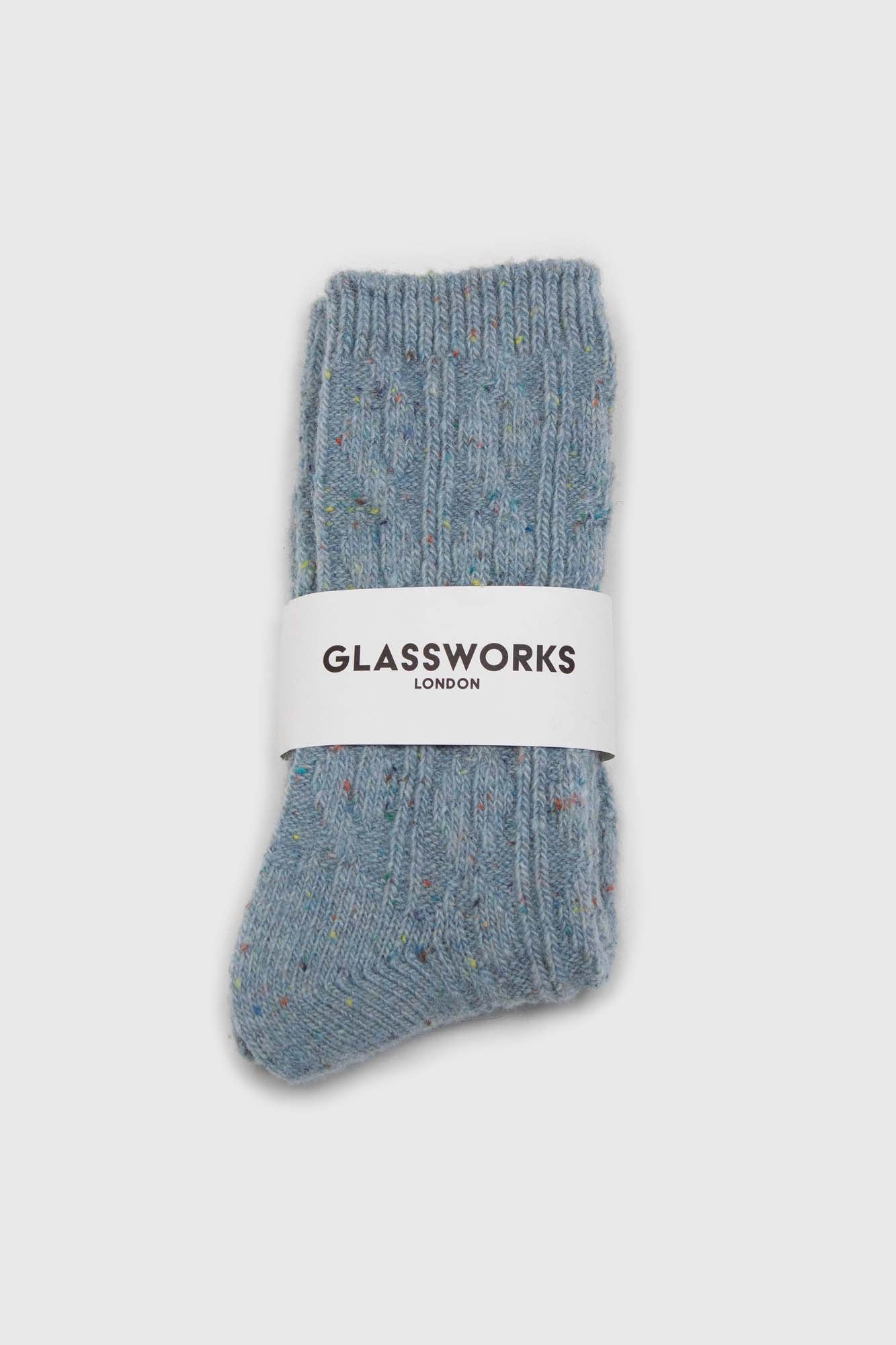 Baby blue rainbow fleck thick socks_3