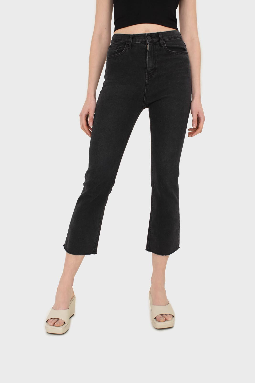 Washed black boot cut jeans - 3262_1