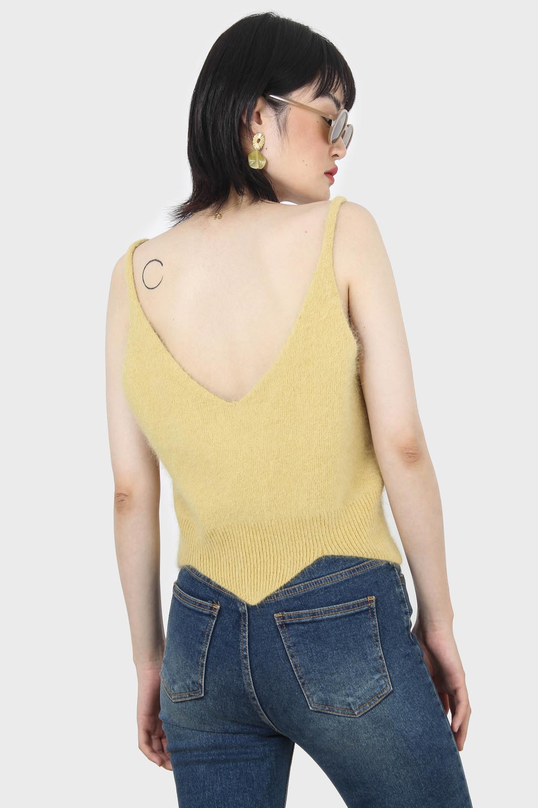 Yellow angora zig zag crop tank_3