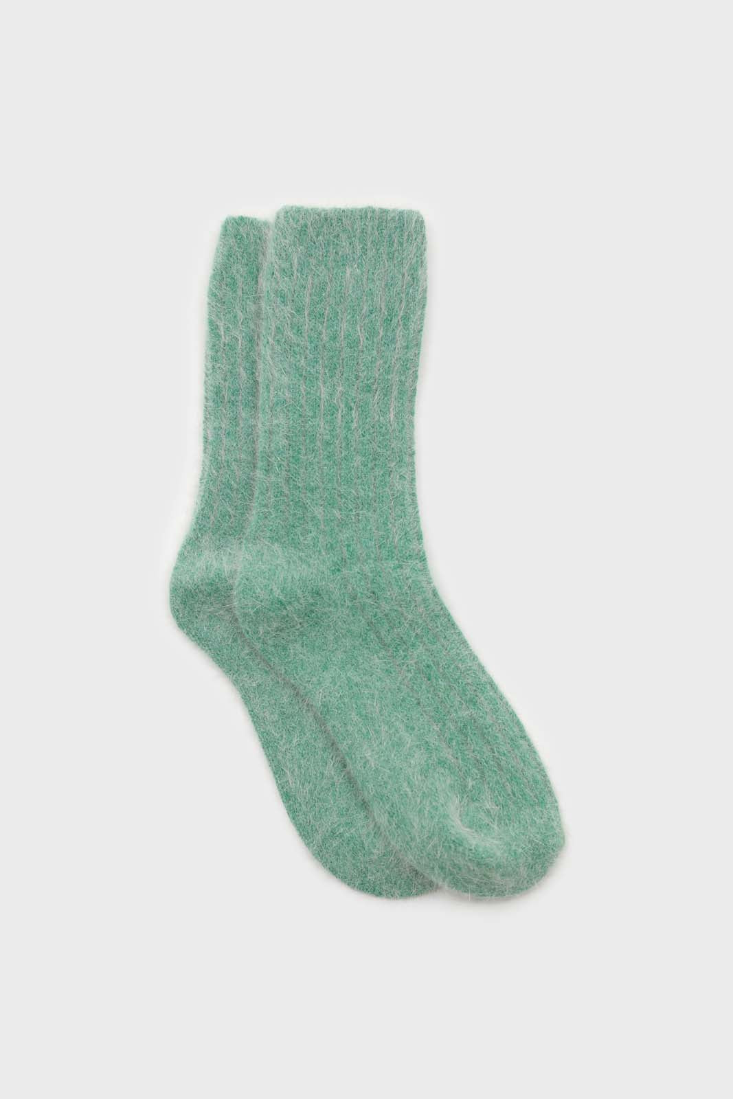 Green large ribbed angora socks_1