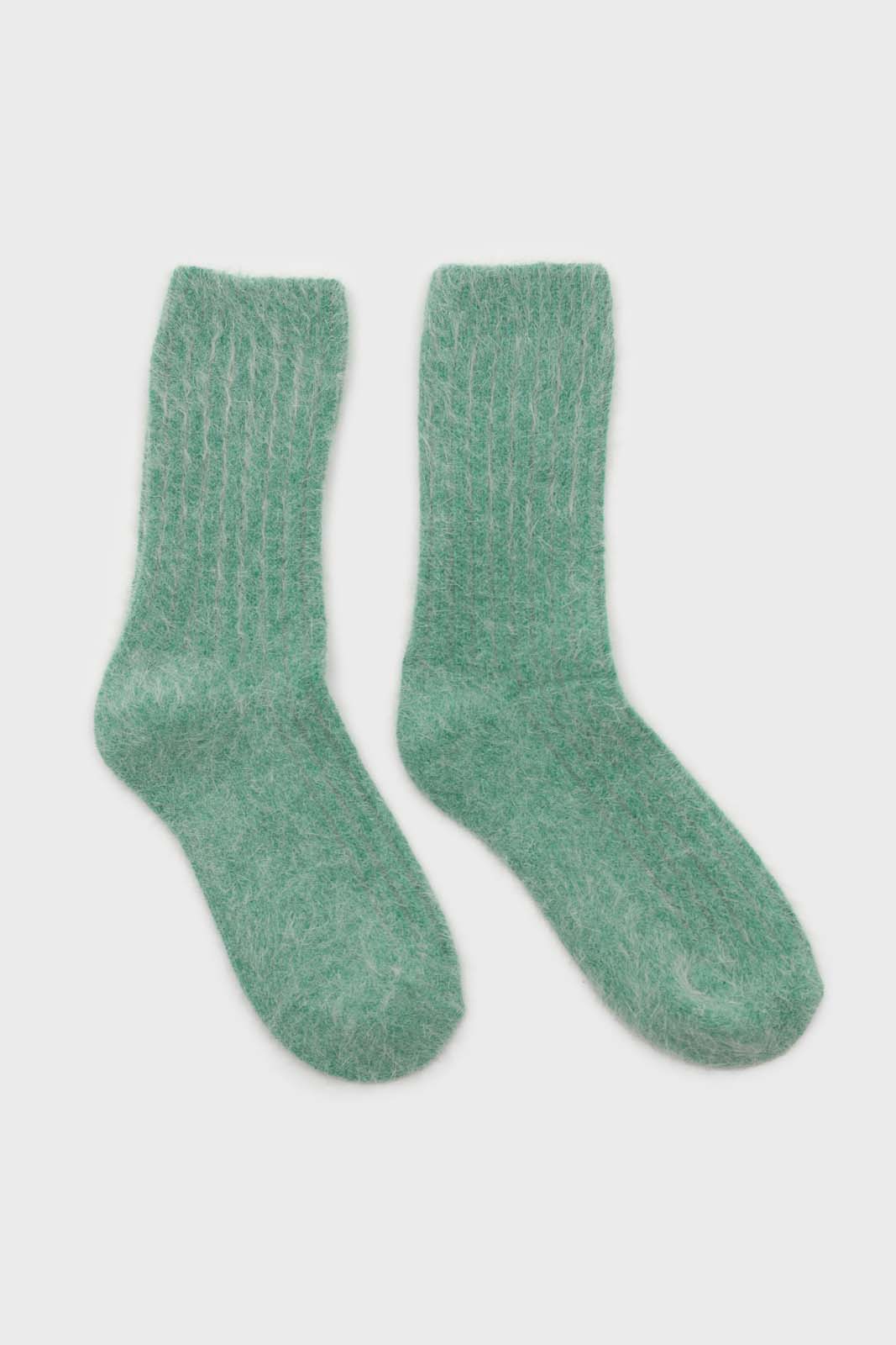 Green large ribbed angora socks_4