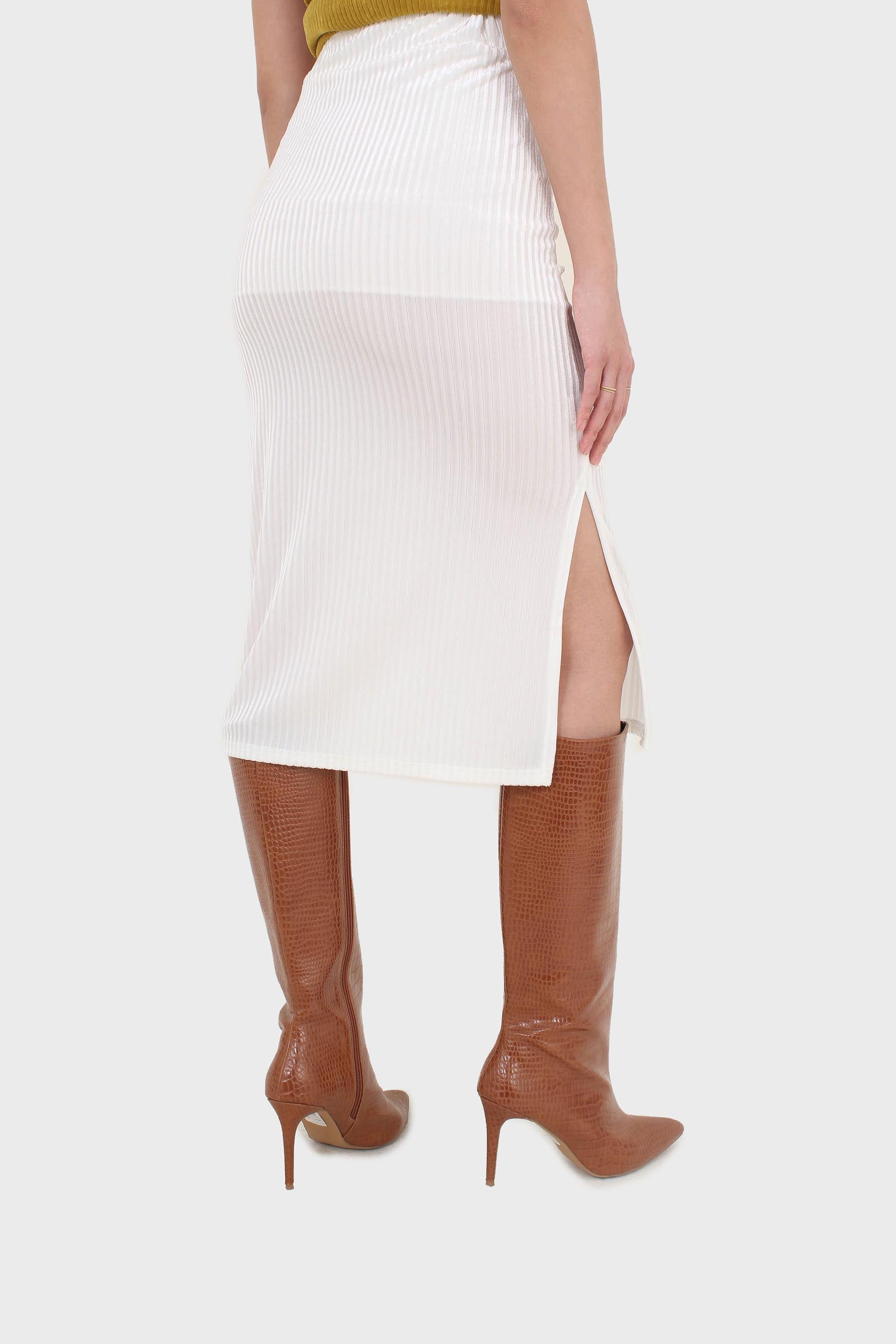 Ivory ribbed velvet midi pencil skirt_4