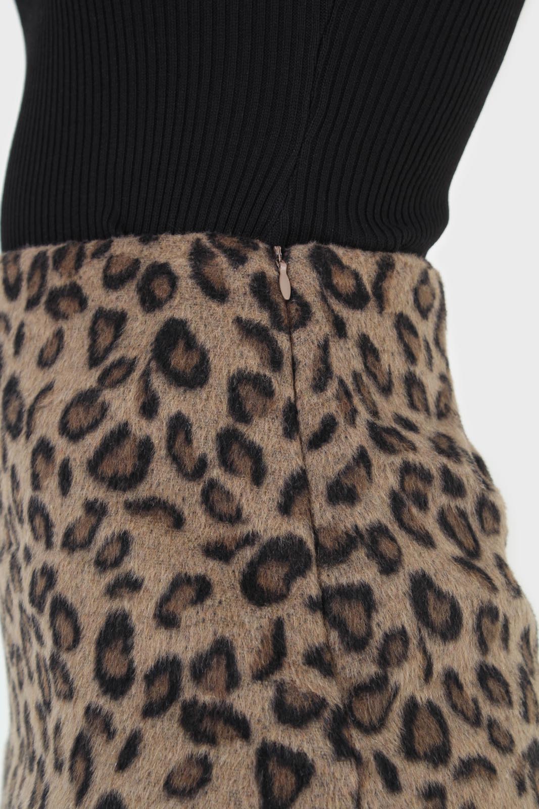 Brown leopard fleece mini skirt_4