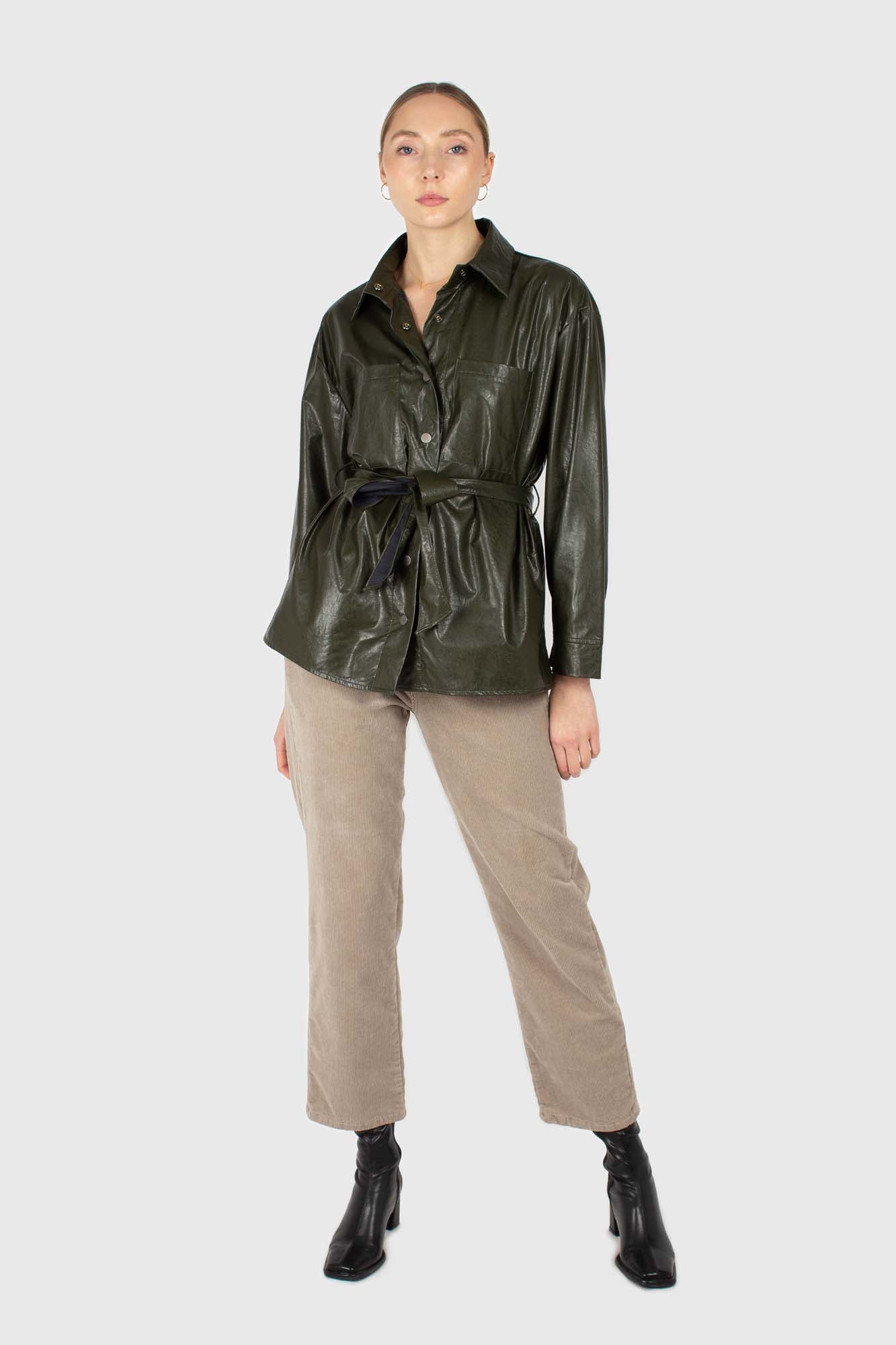 Beige micro corduroy loose fit trousers - 2314_3