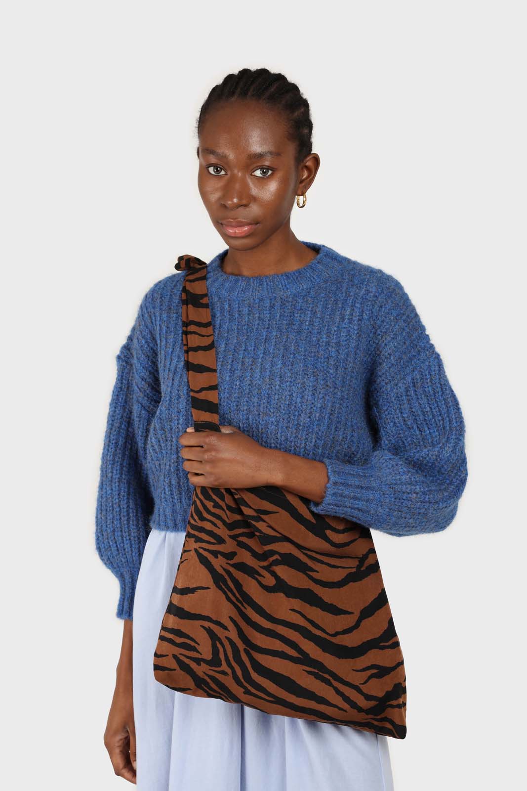 Blue flecked chunky knit cropped jumper_3