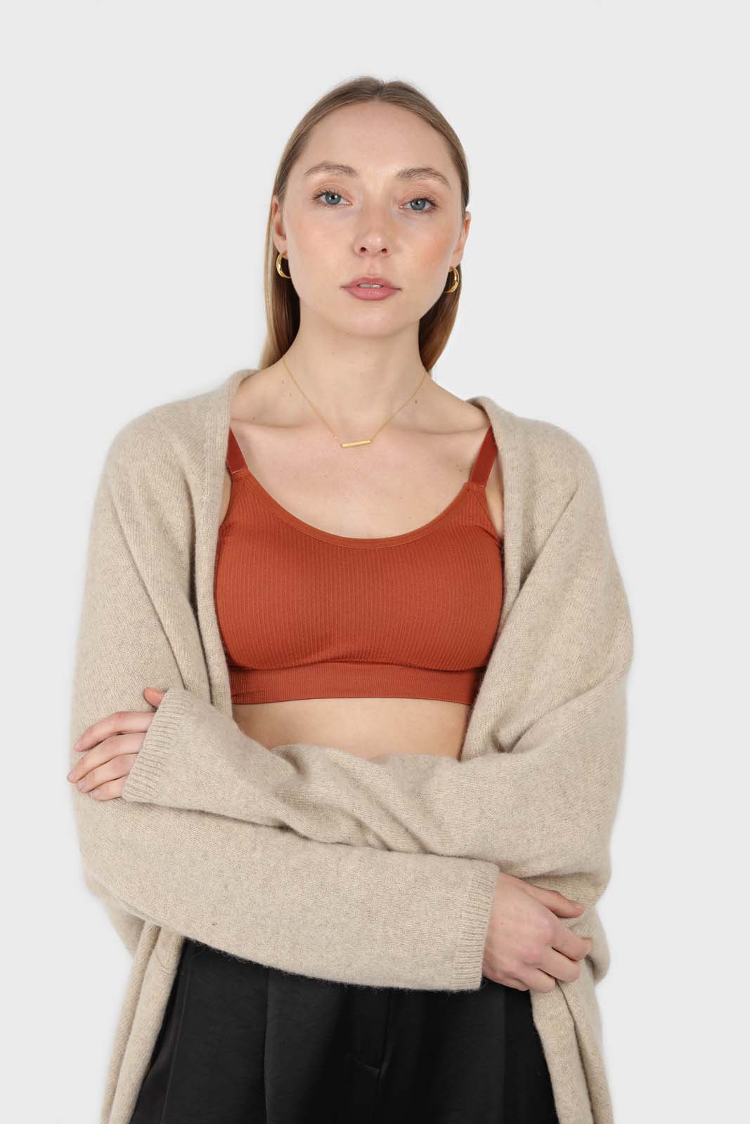 Oatmeal wool alpaca soft open cardigan_3