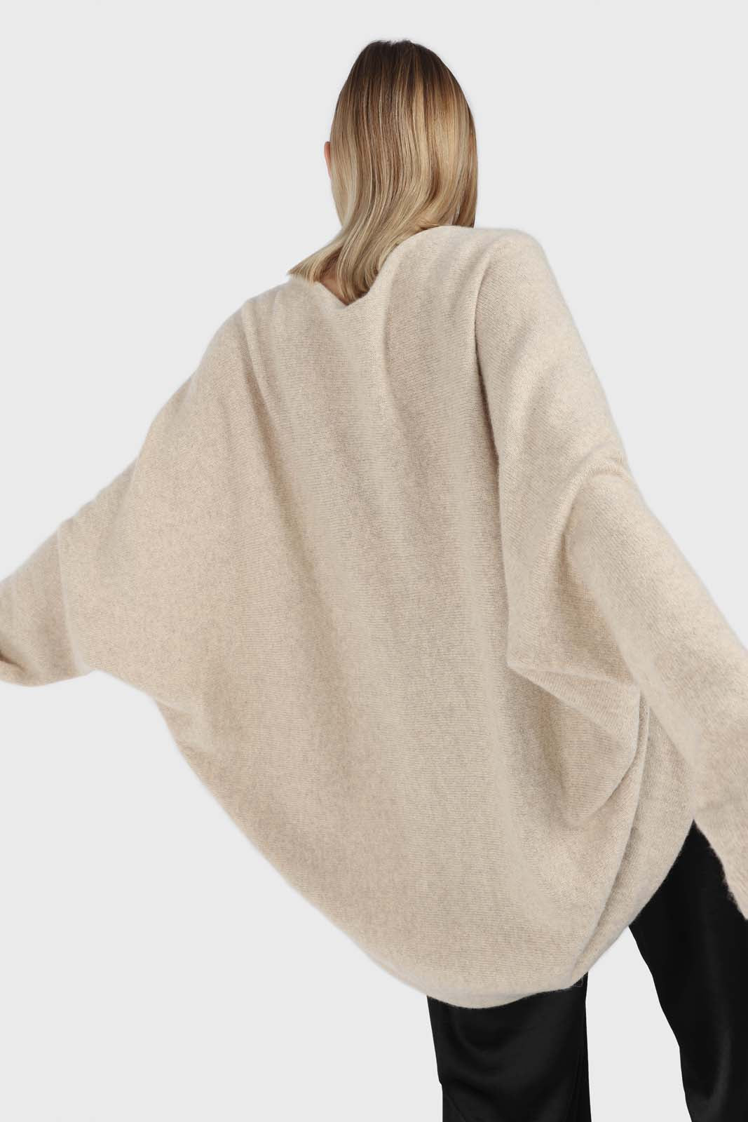 Oatmeal wool alpaca soft open cardigan_4