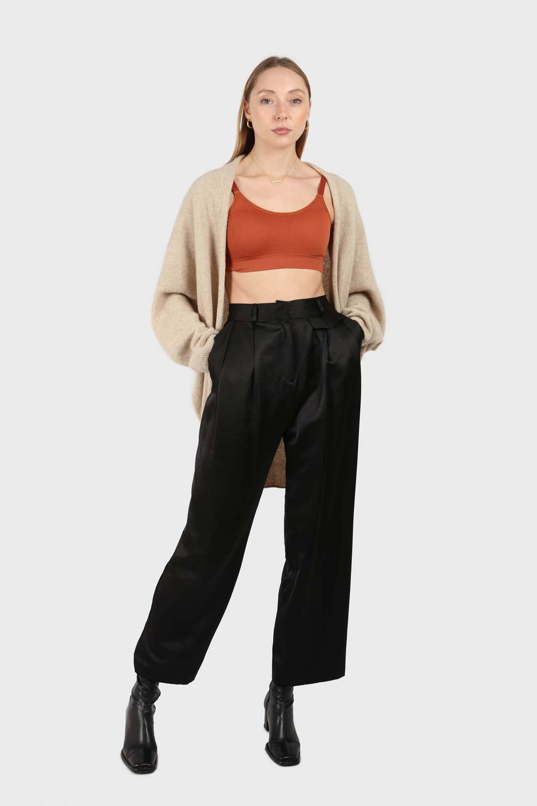 Oatmeal wool alpaca soft open cardigan_5