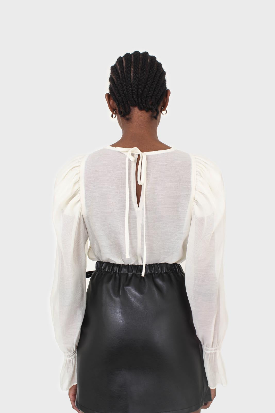 Black vegan leather wrapped tie mini skirt_5