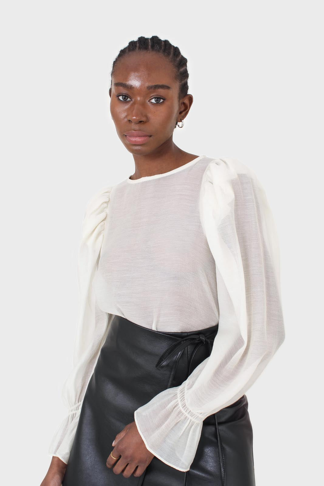 Black vegan leather wrapped tie mini skirt_6