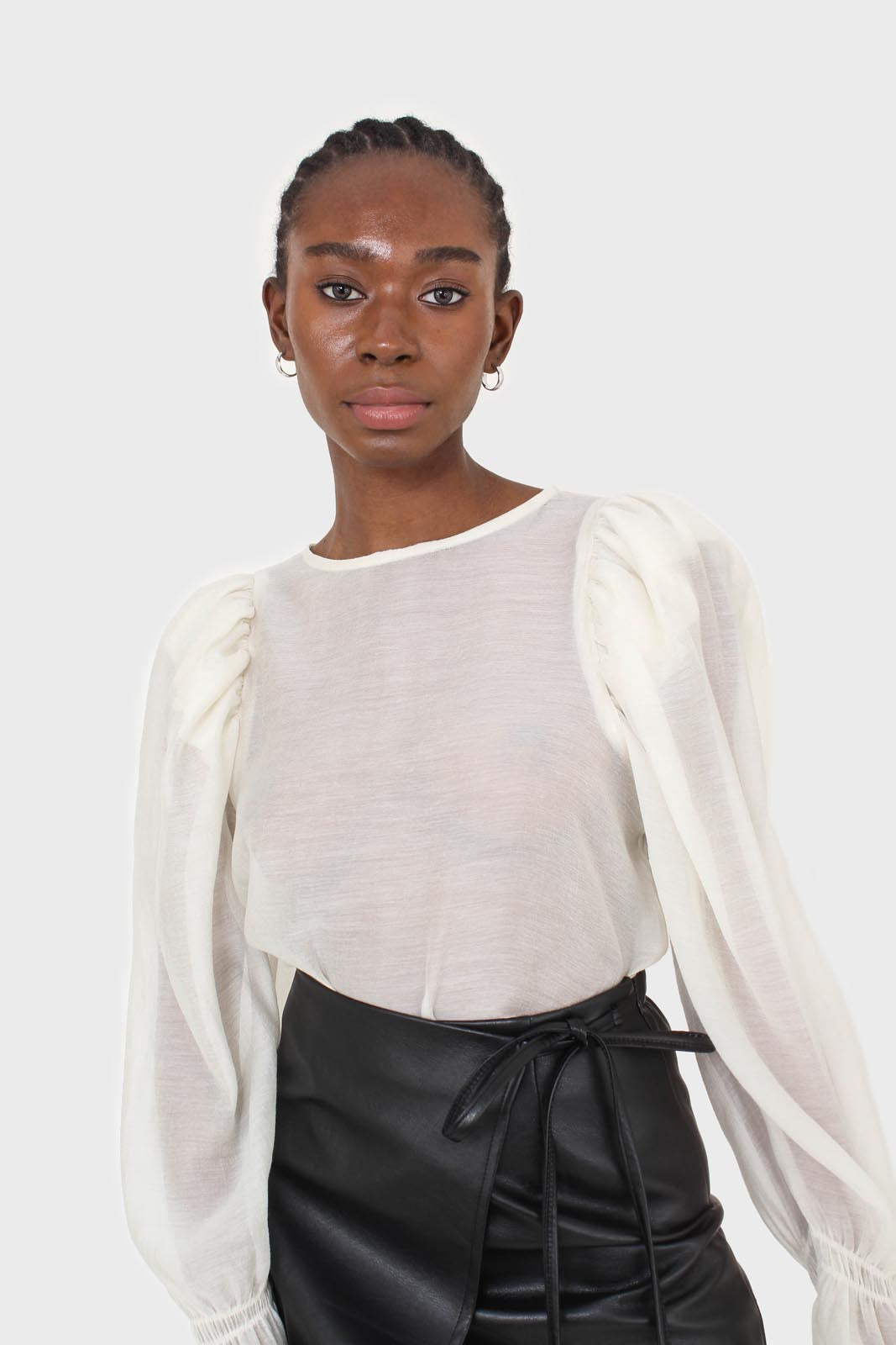 Black vegan leather wrapped tie mini skirt_7