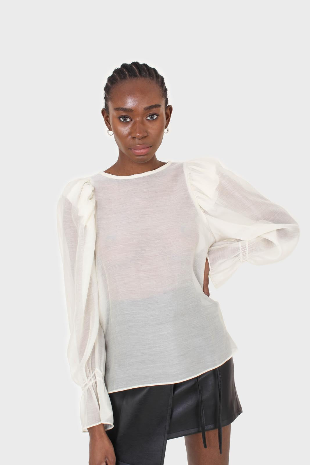 Black vegan leather wrapped tie mini skirt_8