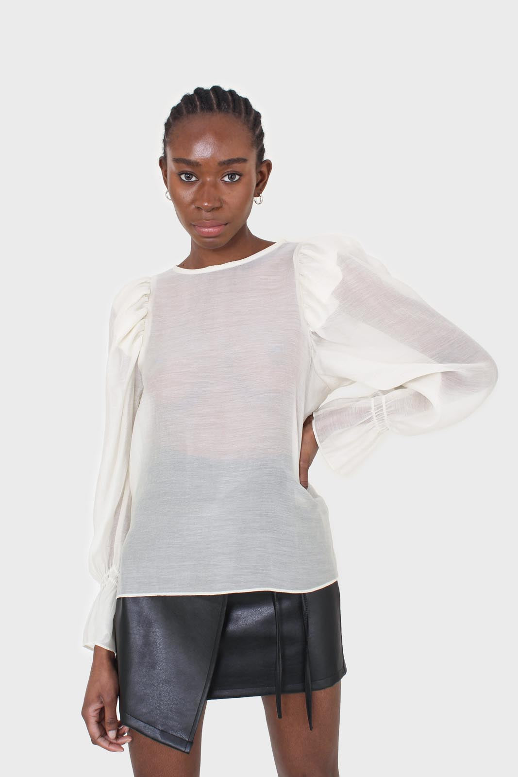 Black vegan leather wrapped tie mini skirt_9