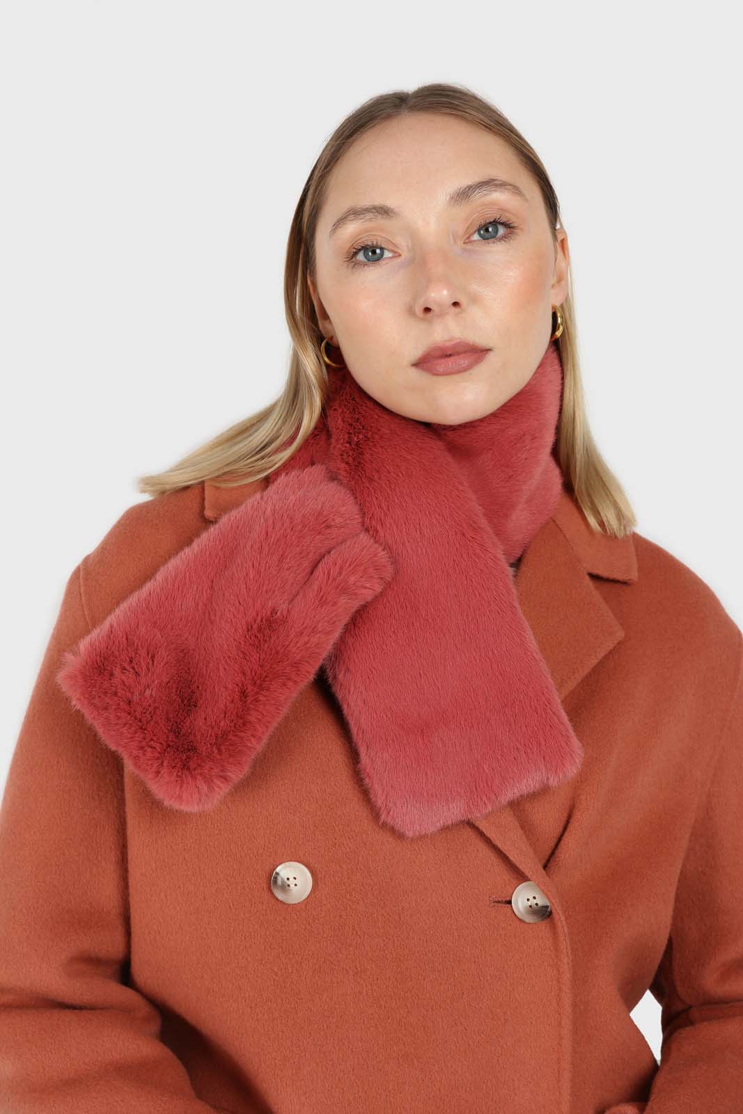 Dusty orange double breasted handmade wool coat_5