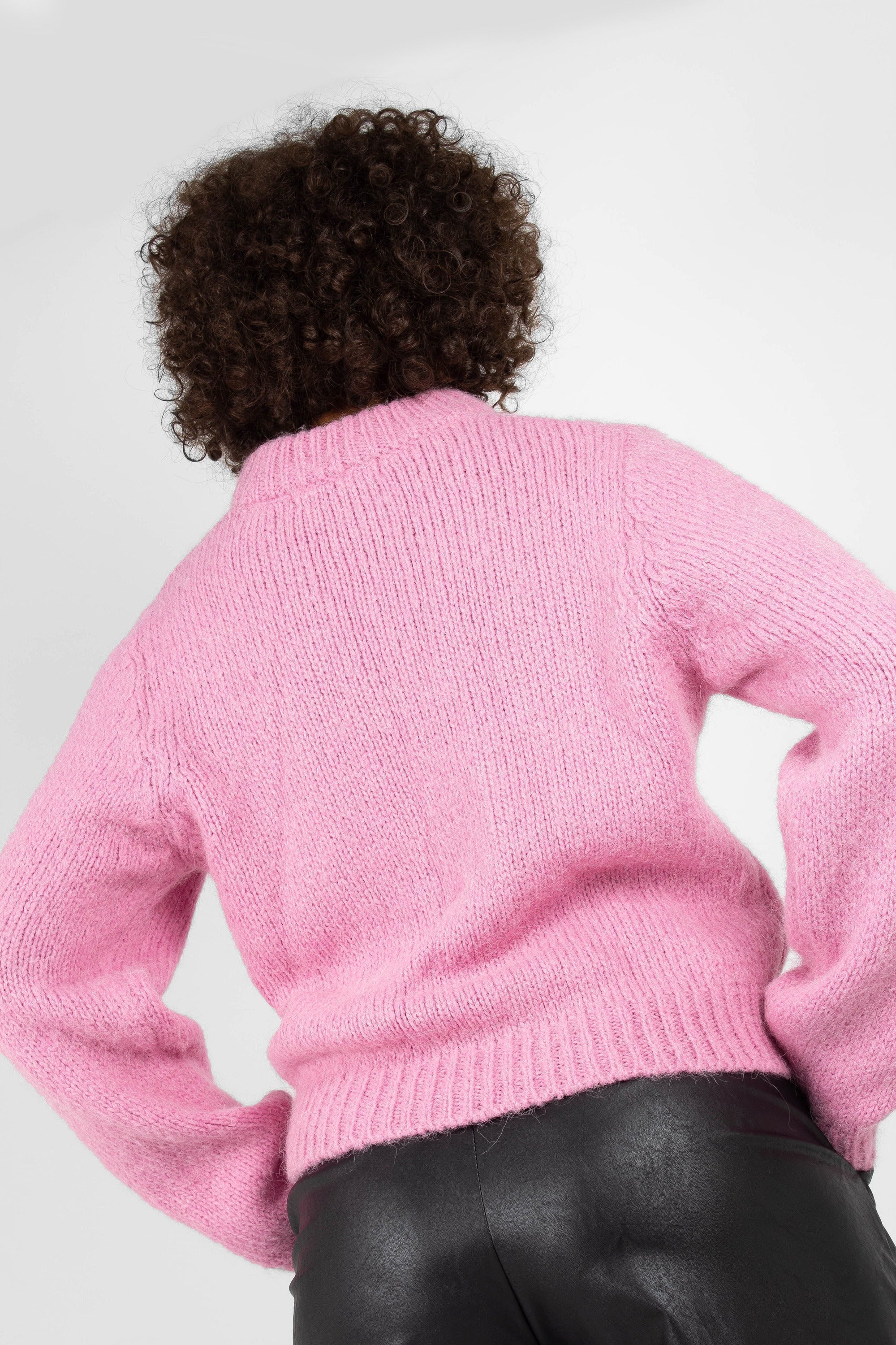 Bright pink high crew neck alpaca jumper_8