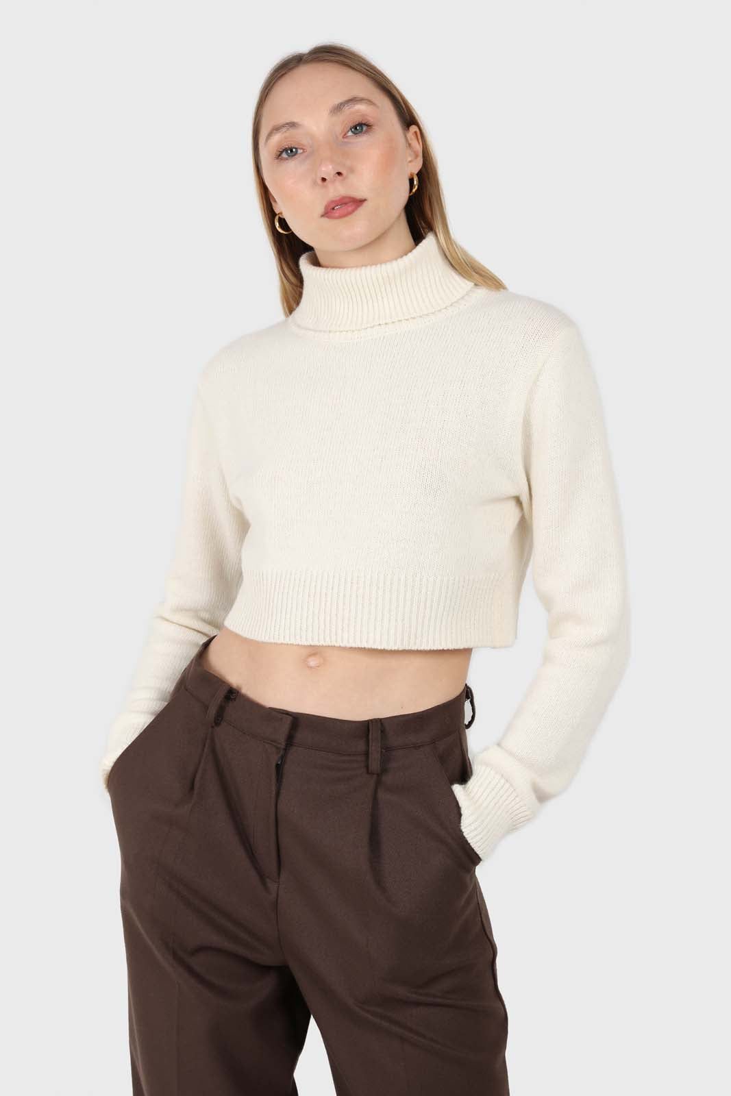 Brown wool tucked tailored trousers_2