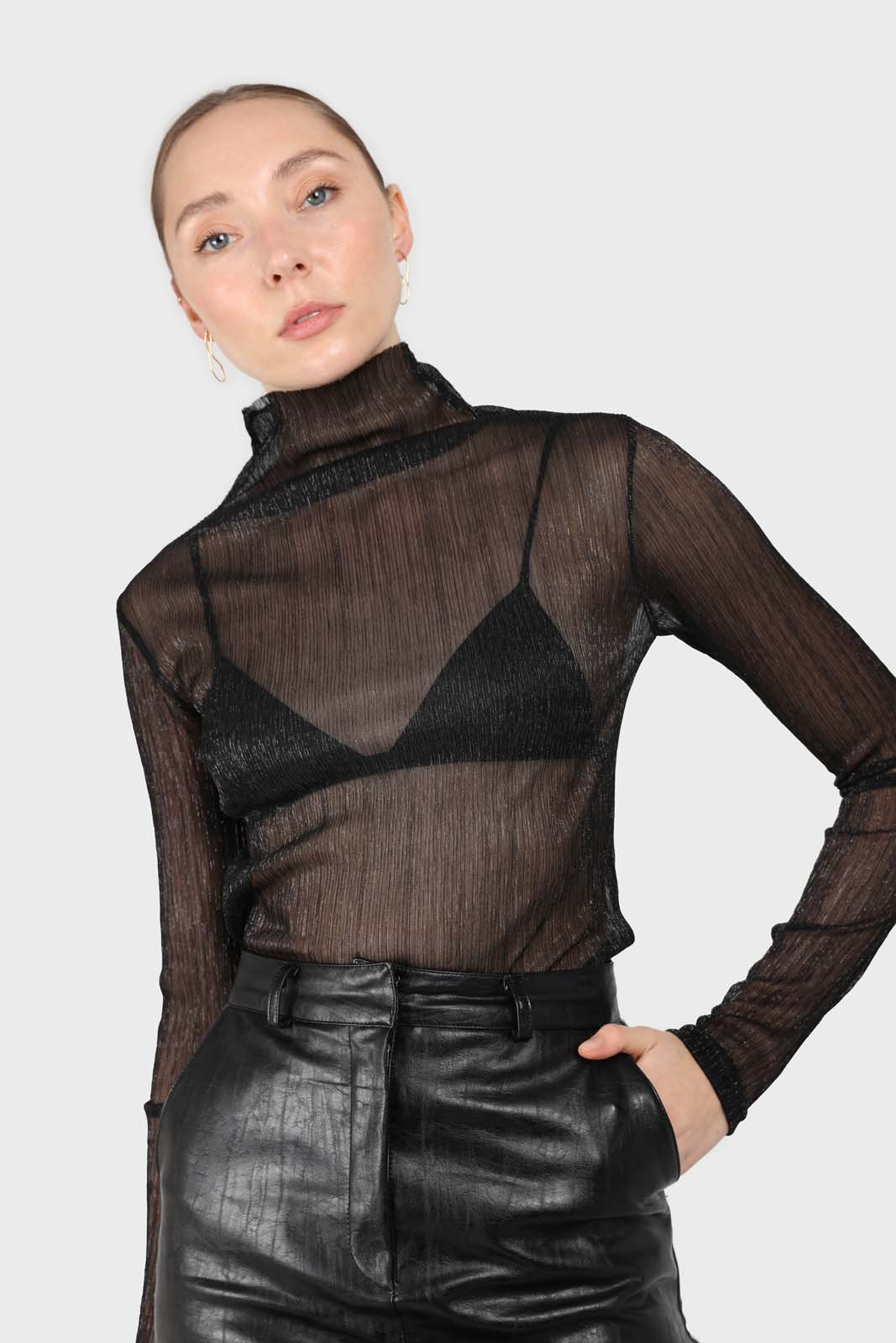 Black metallic sheer turtleneck top_1
