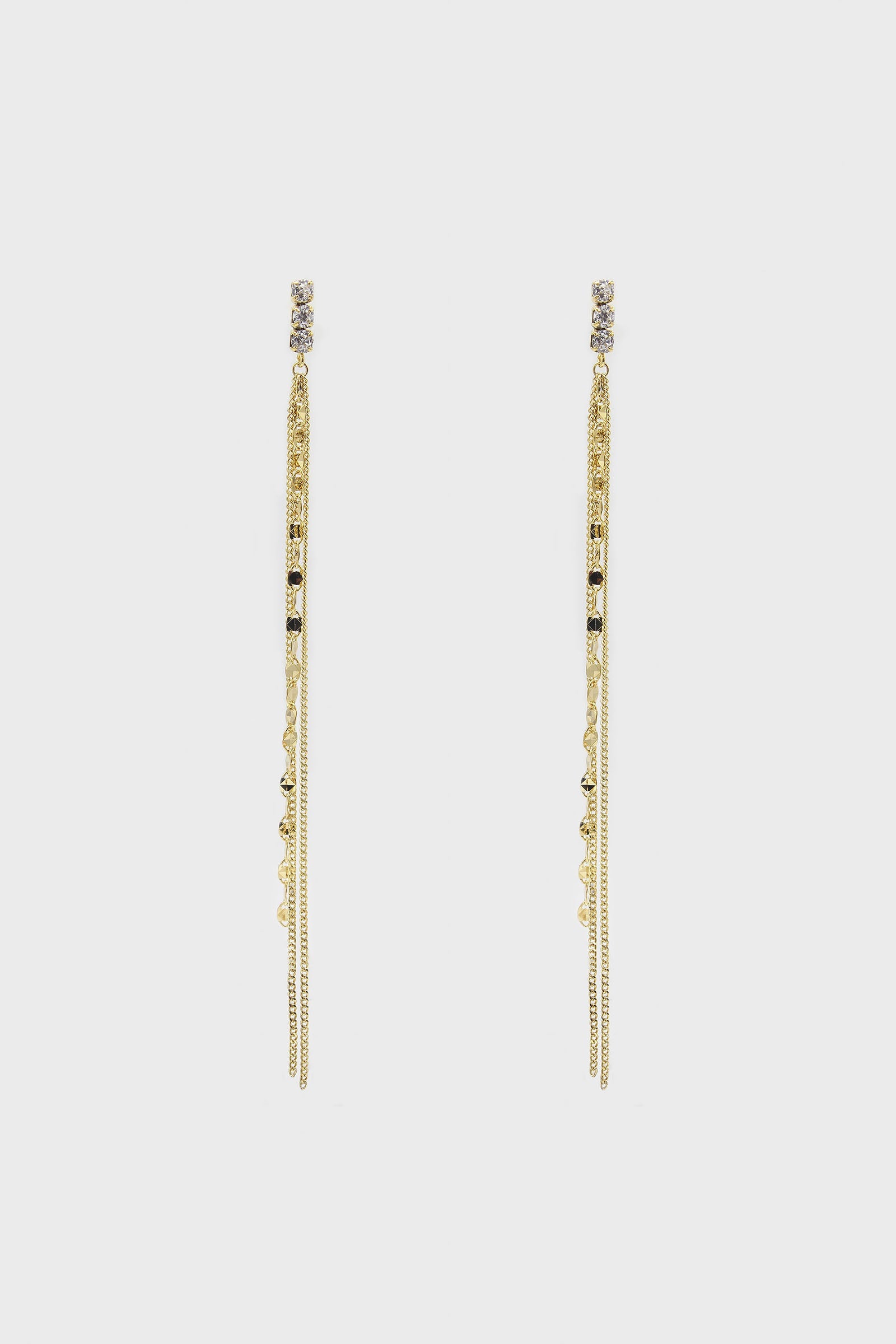 Cubic zirconia long gold chain drop earrings_3