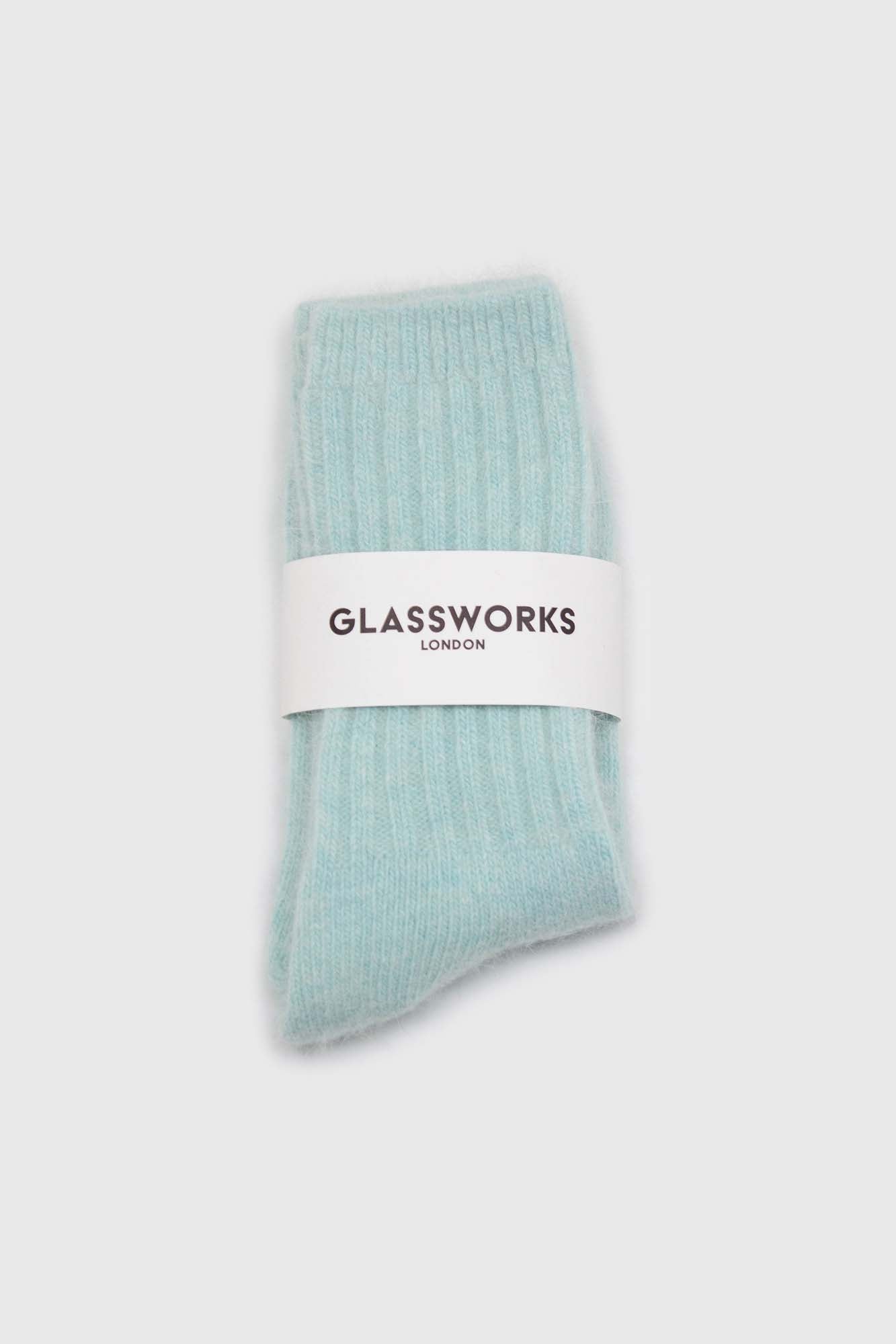 Mint green ribbed angora long socks_3