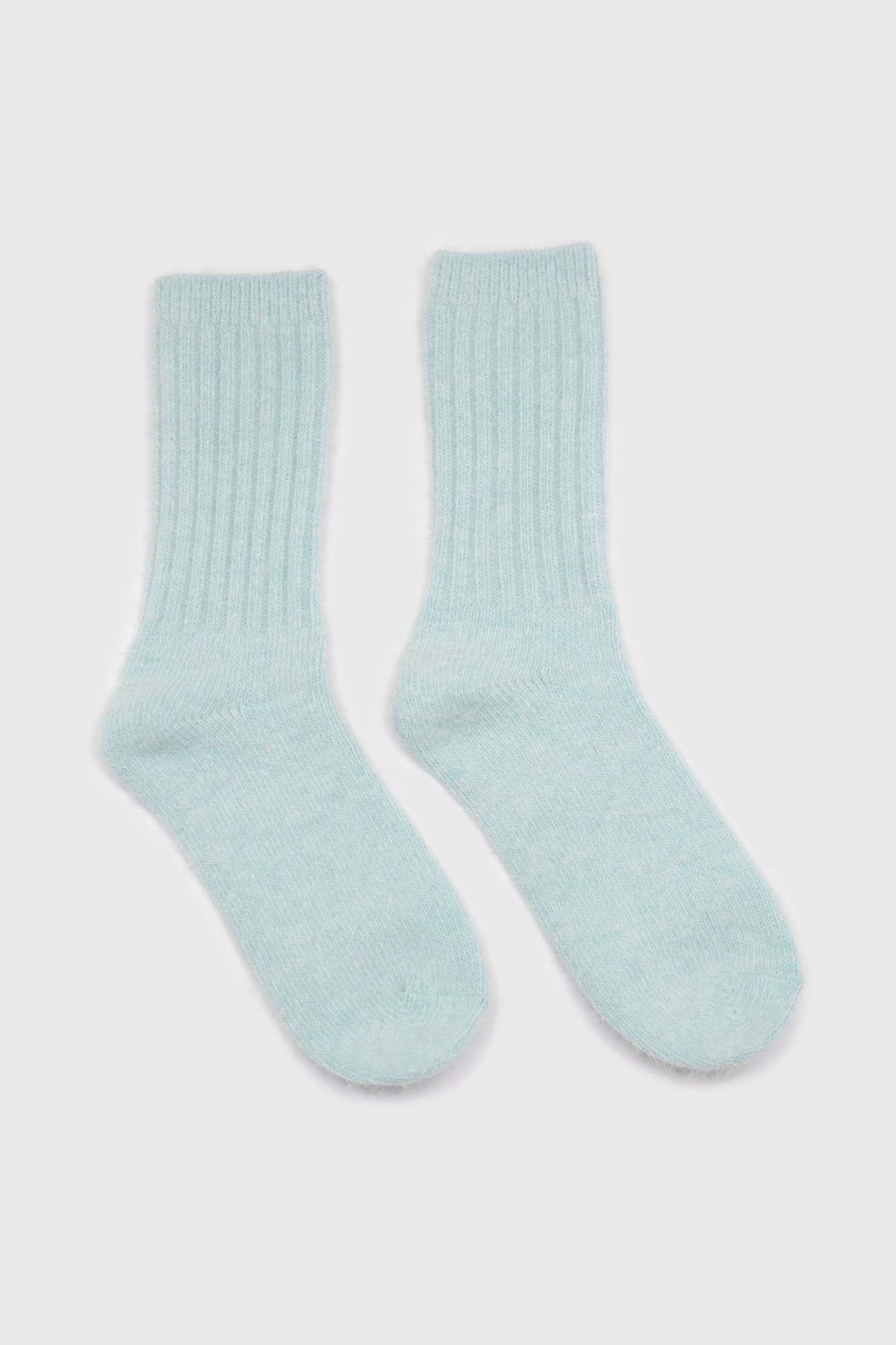 Mint green ribbed angora long socks_4
