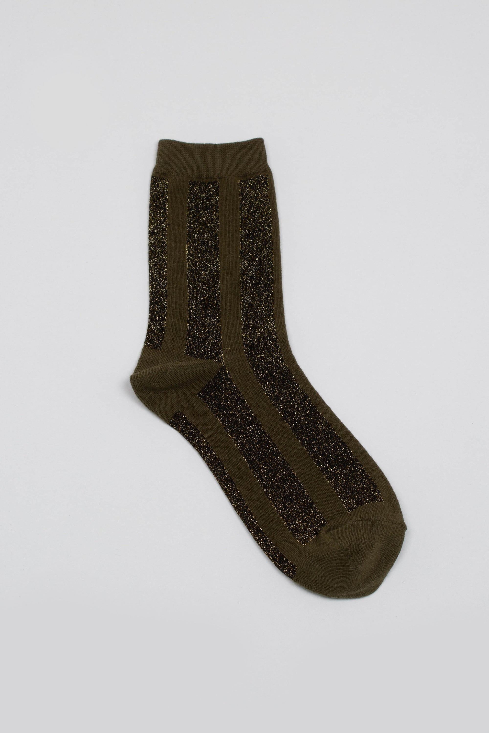 Khaki and gold glitter vertical striped socks_7