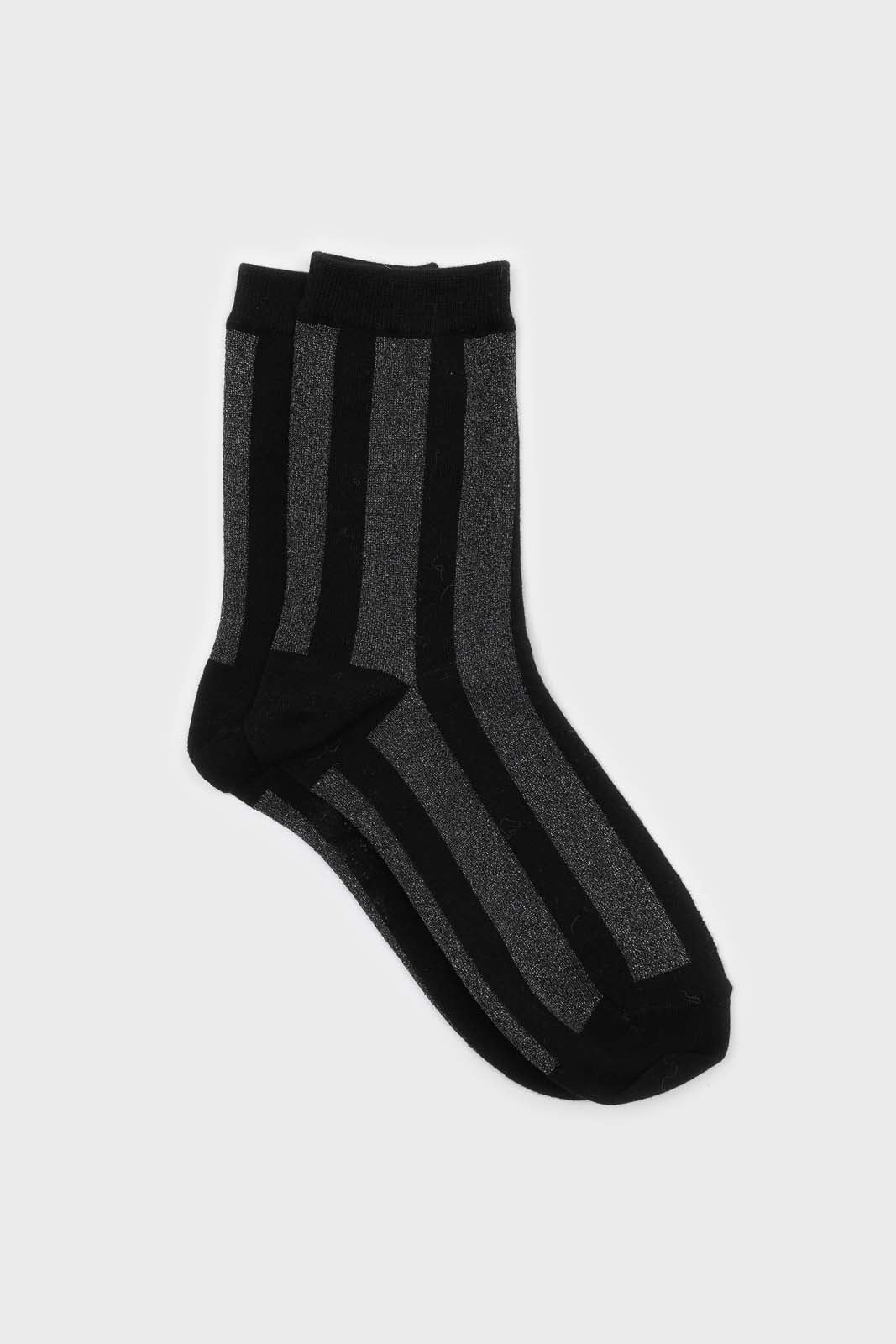 Black and silver glitter vertical striped socks_1