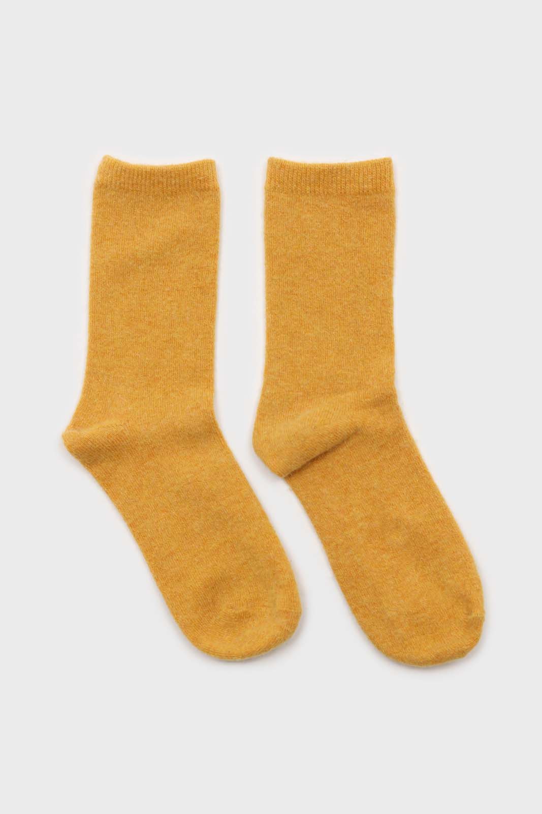Yellow smooth wool long socks_4