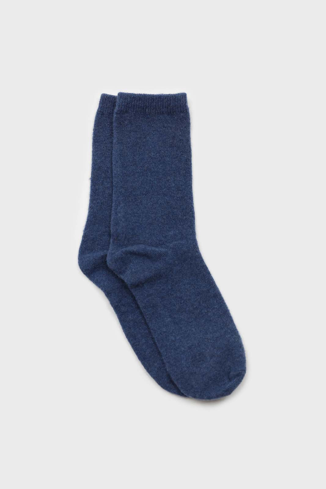 Blue smooth wool long socks_1