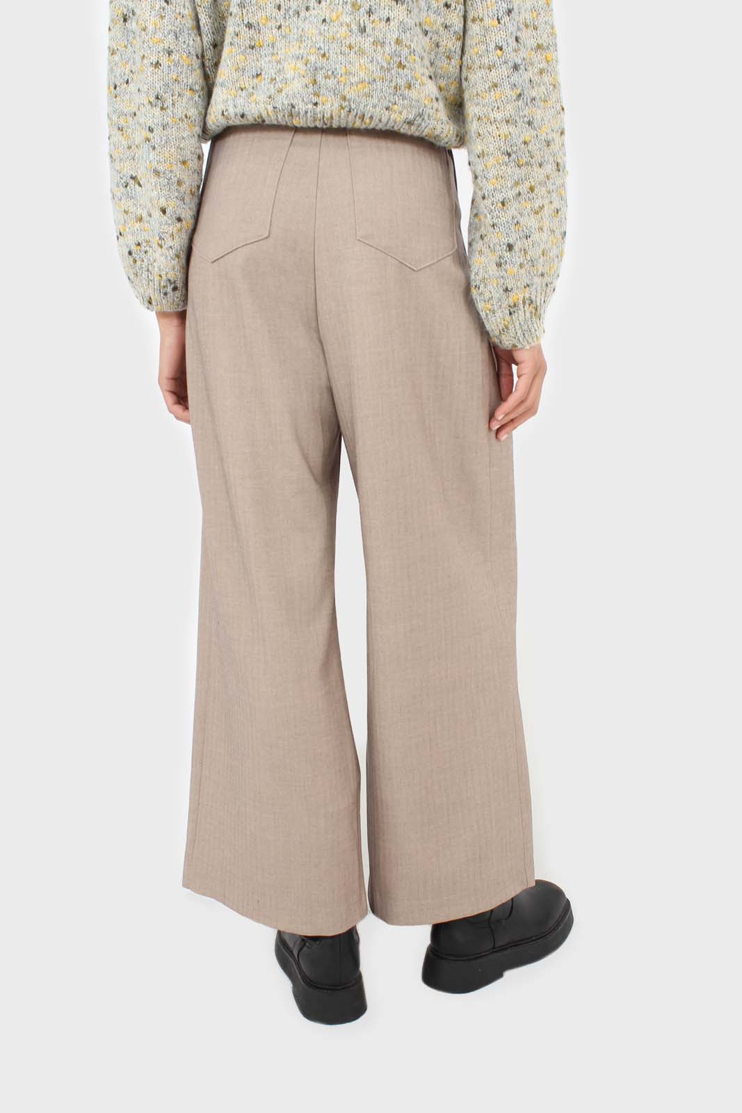 Beige herringbone smart tailored trousers_2