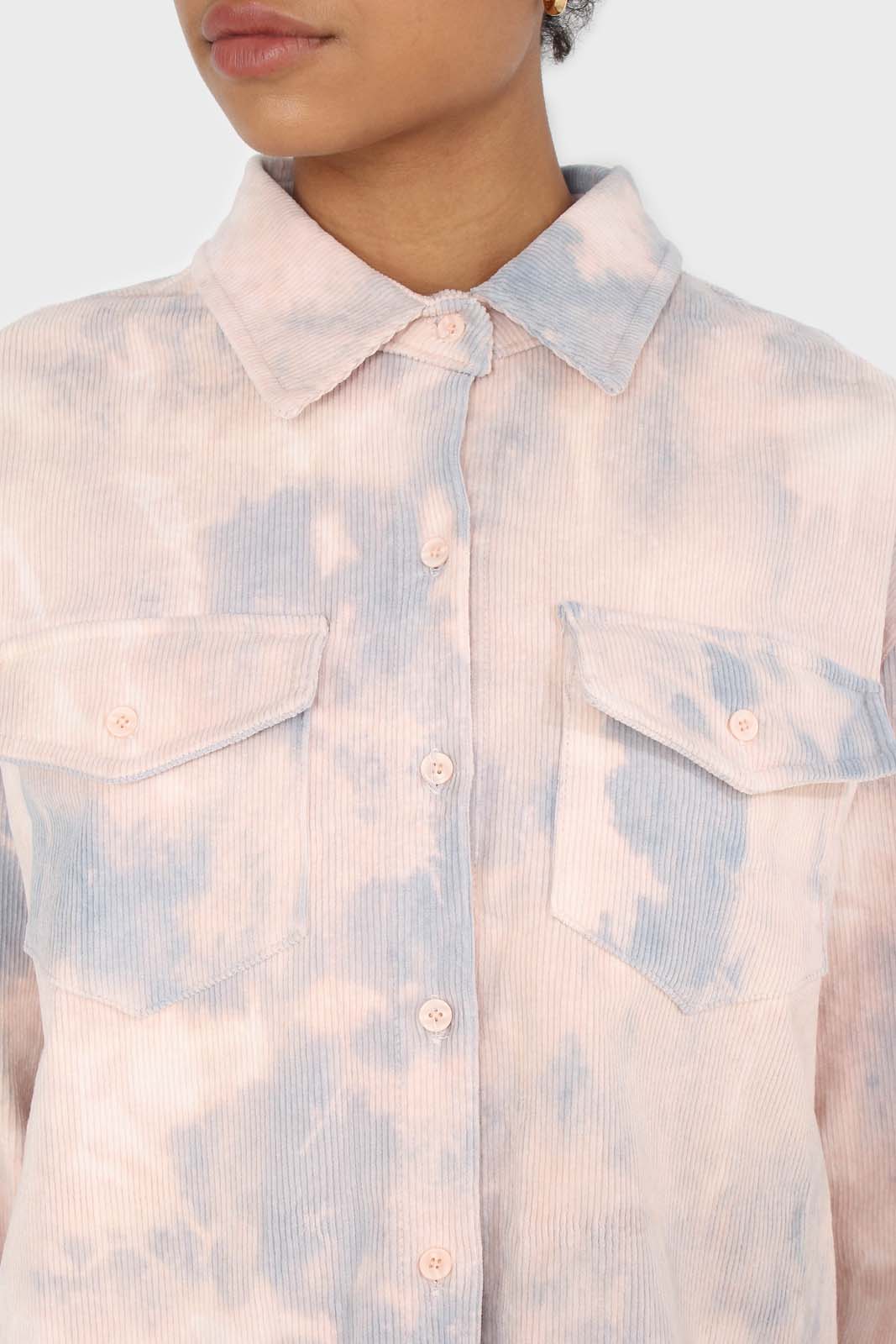 Pale pink and blue tie dye tie waist shirt jacket_8