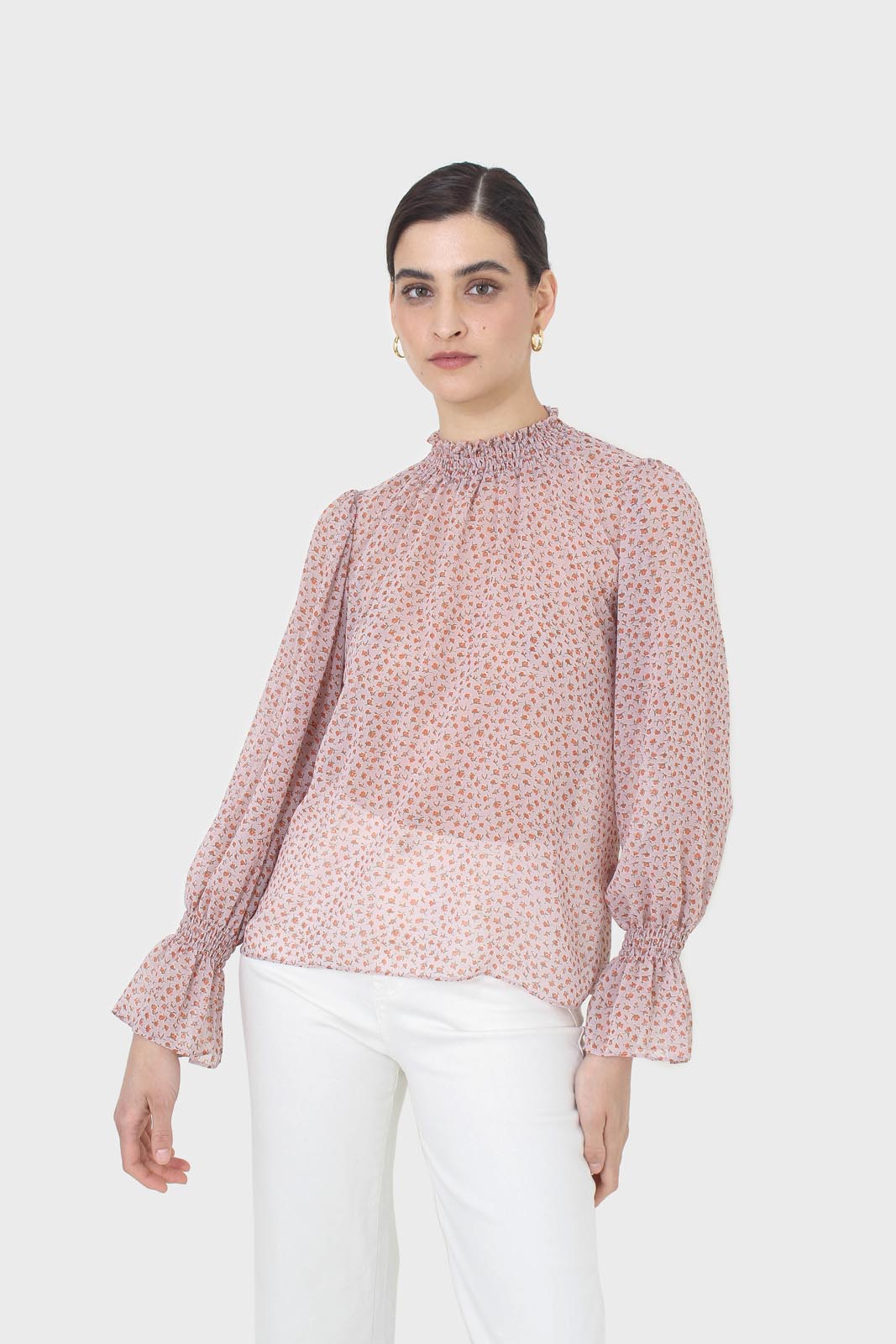 Lilac floral high neck long sleeved top_7