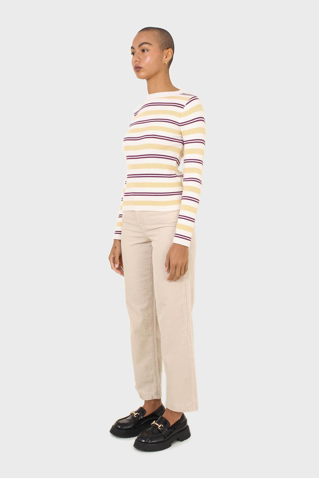 Ivory purple and yellow multistripe knit top_4