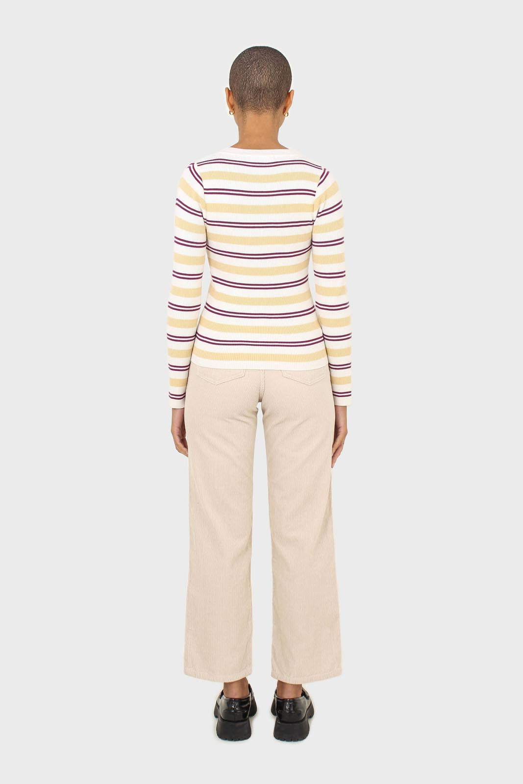 Ivory purple and yellow multistripe knit top_5