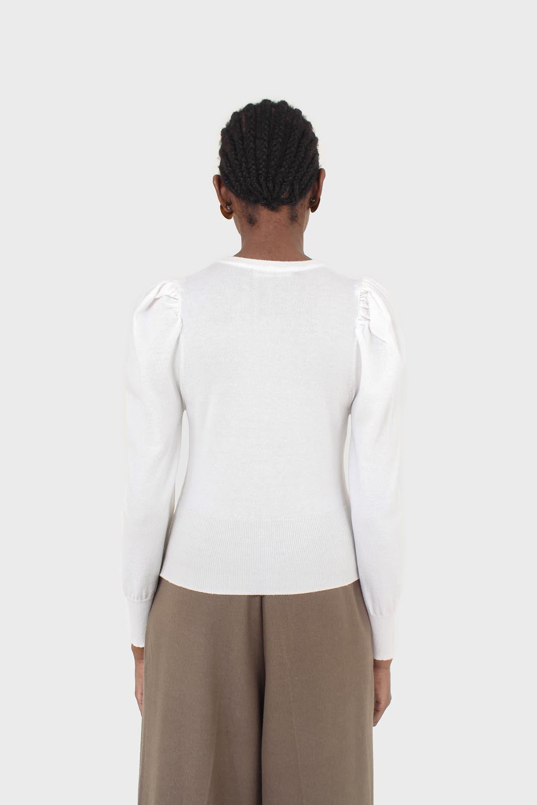 White glitter balloon sleeve knit top_7