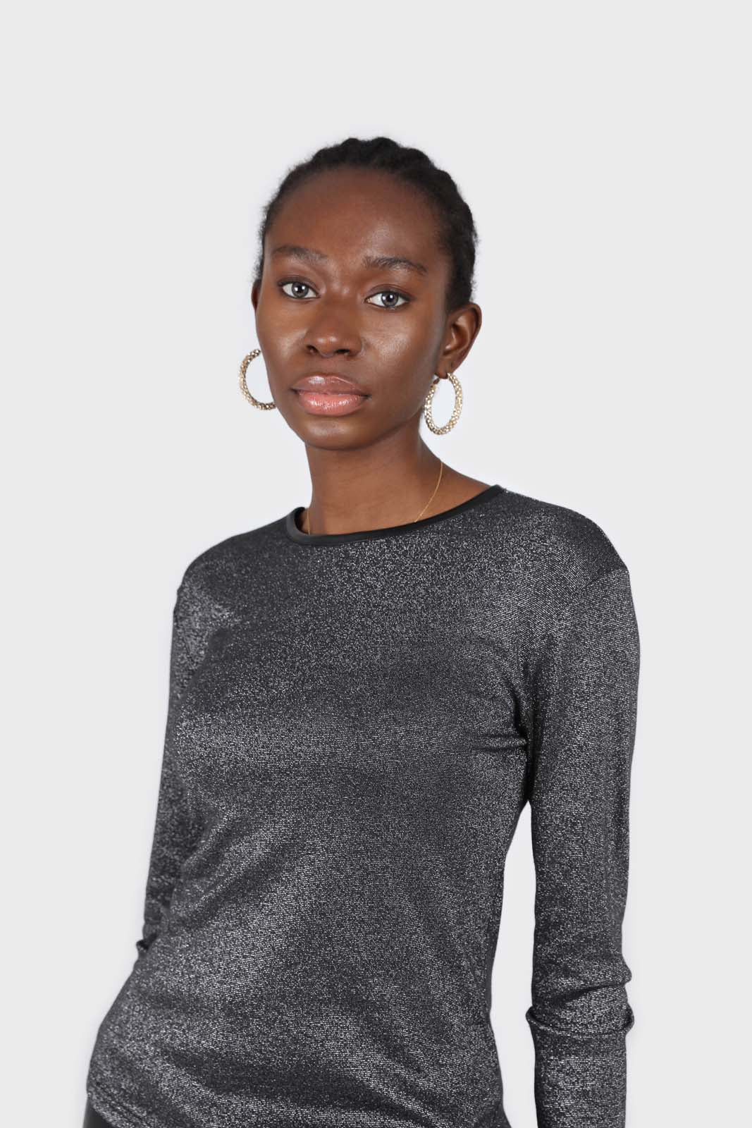 Charcoal sheer glitter long sleeved top_1