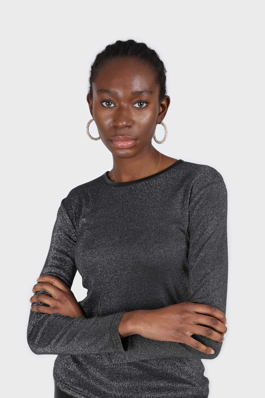 Charcoal sheer glitter long sleeved top_2