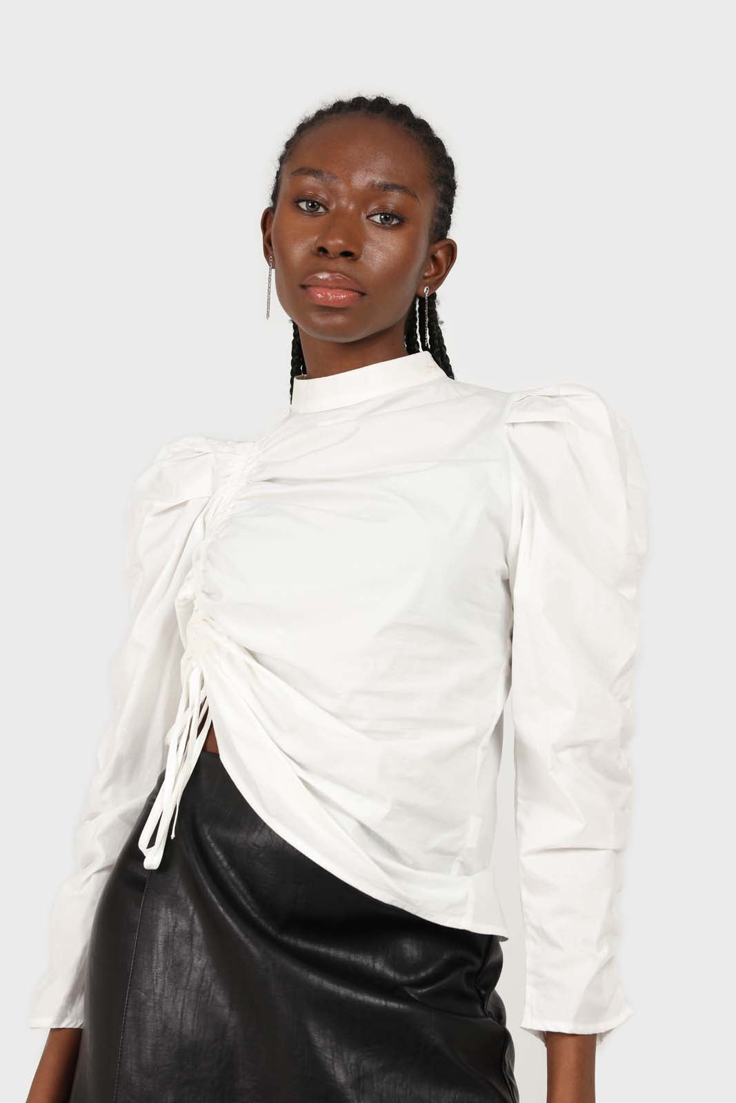 Ivory Side shirring long sleeved top_2