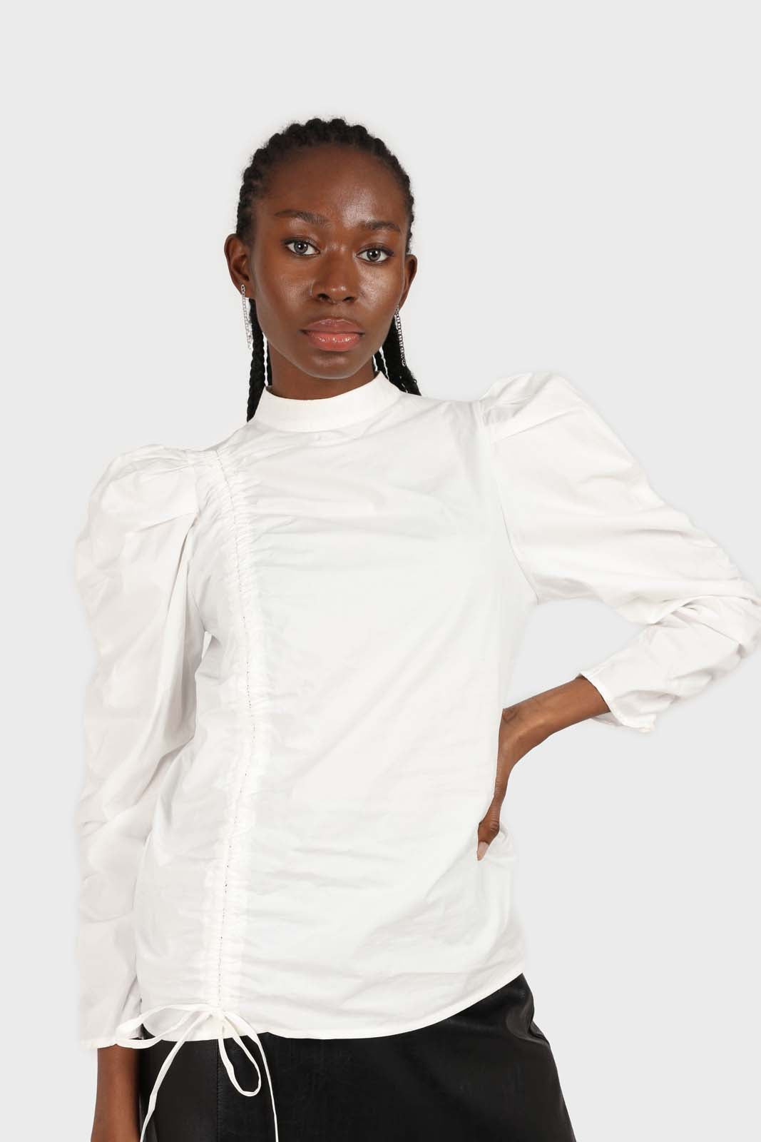Ivory Side shirring long sleeved top_4