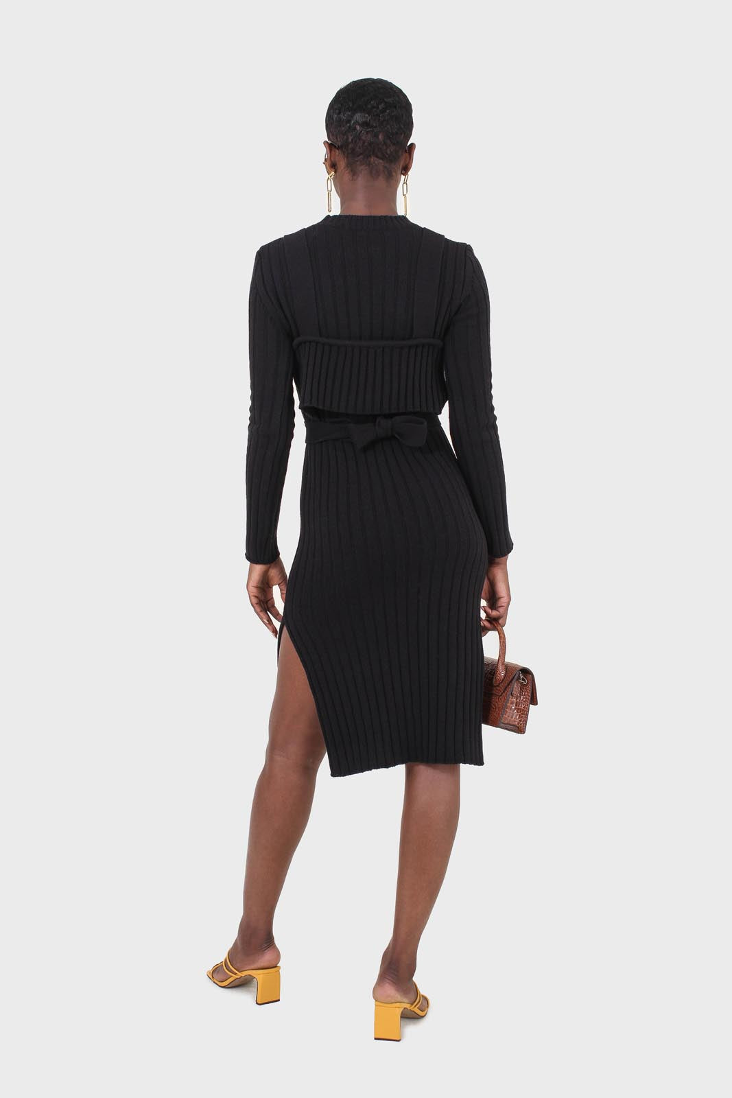 Black wool dress bustier set_2