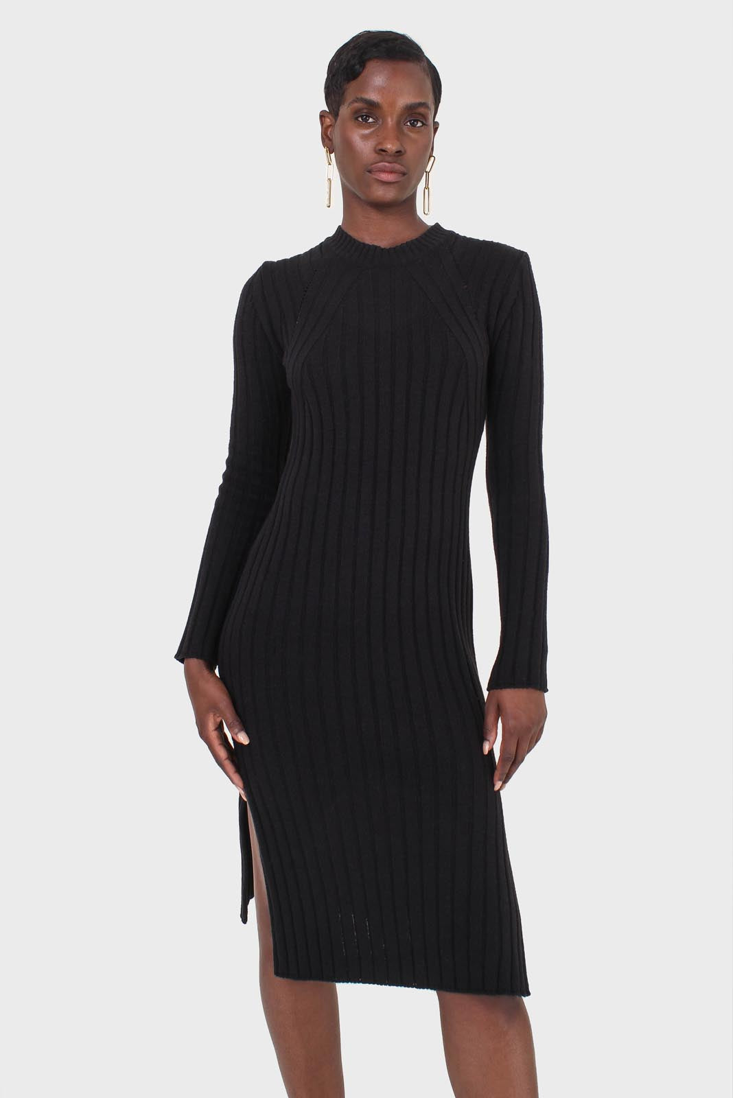 Black wool dress bustier set_9