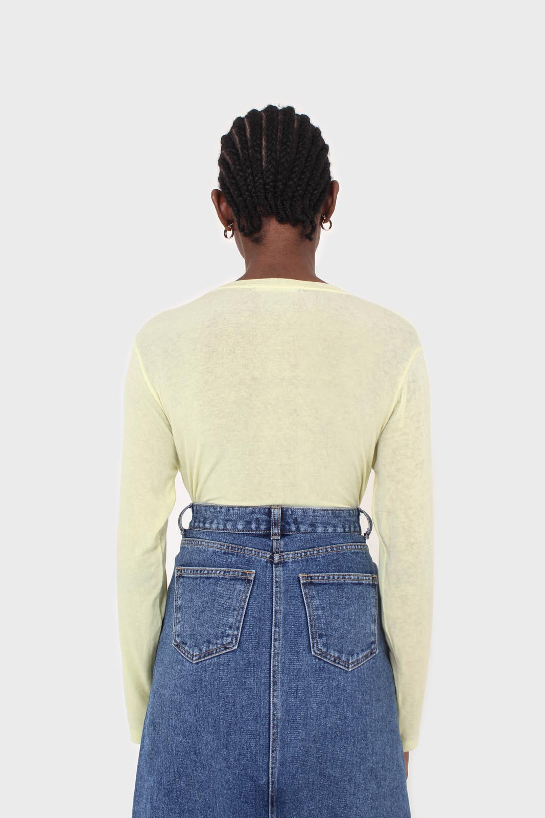 Pale yellow long sleeve jersey top_6