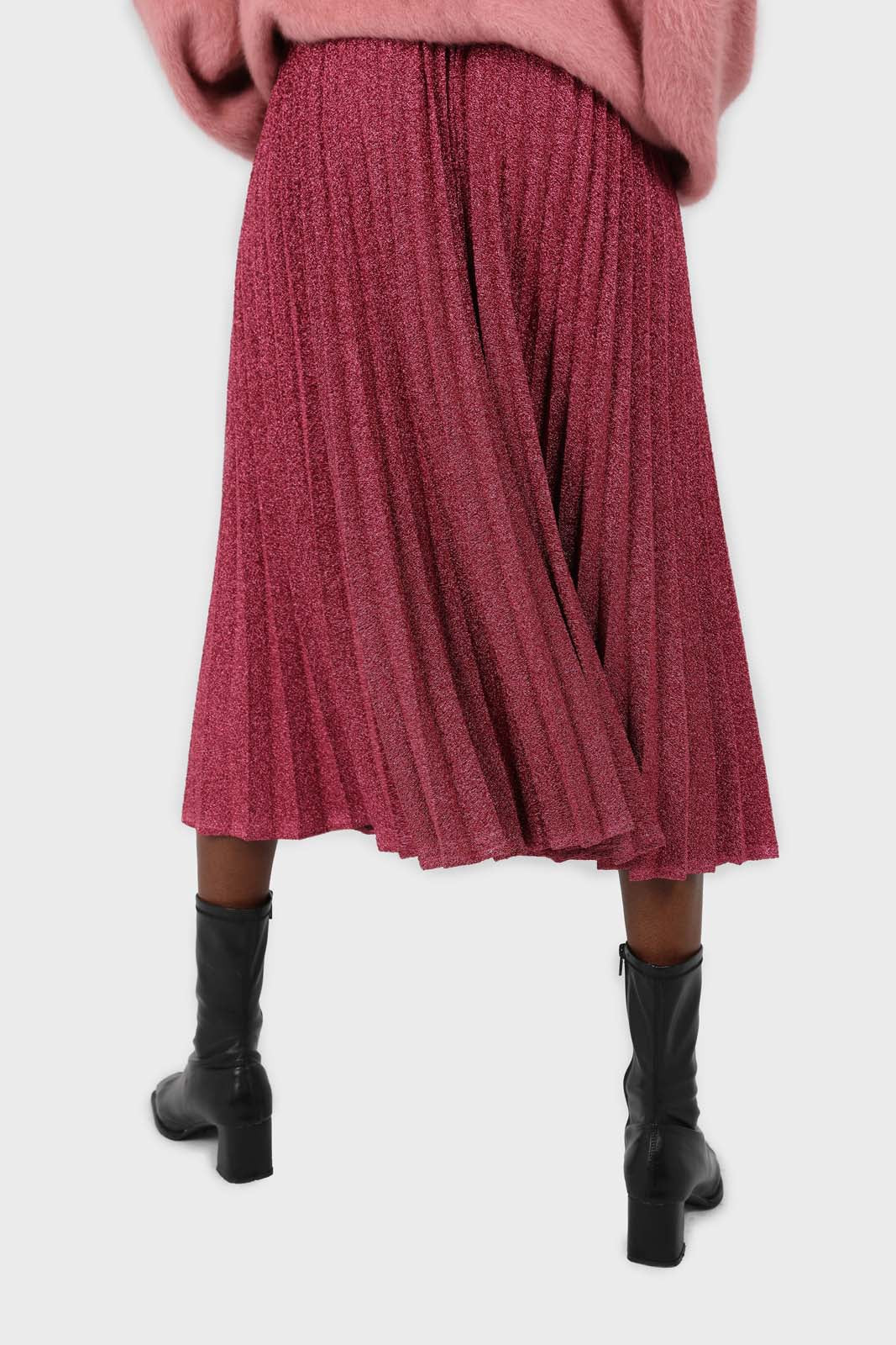 Hot pink glitter micro pleated maxi skirt_3