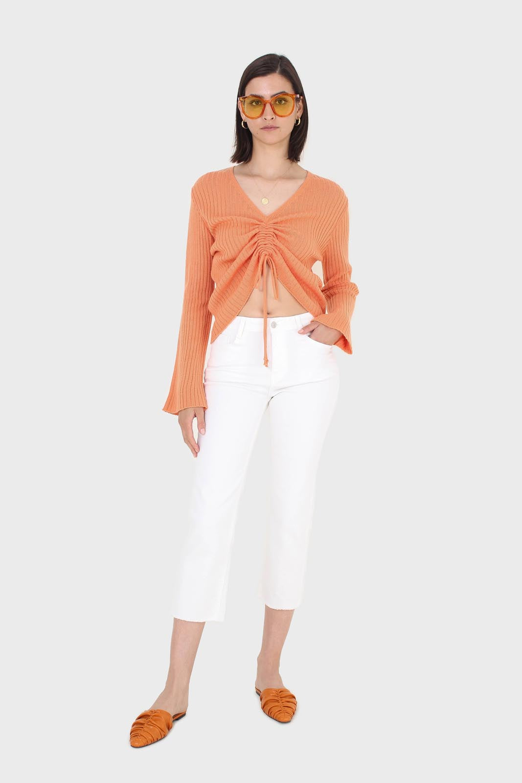 Orange pull front ribbed knit jumper_3