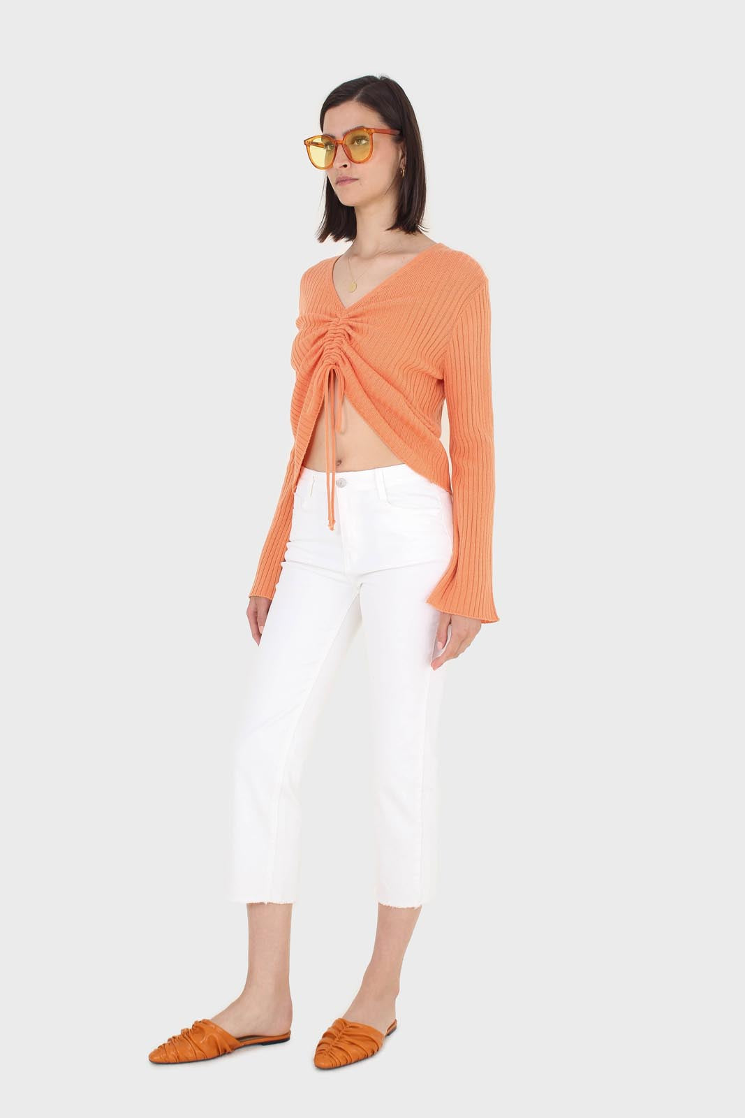 Orange pull front ribbed knit jumper_4