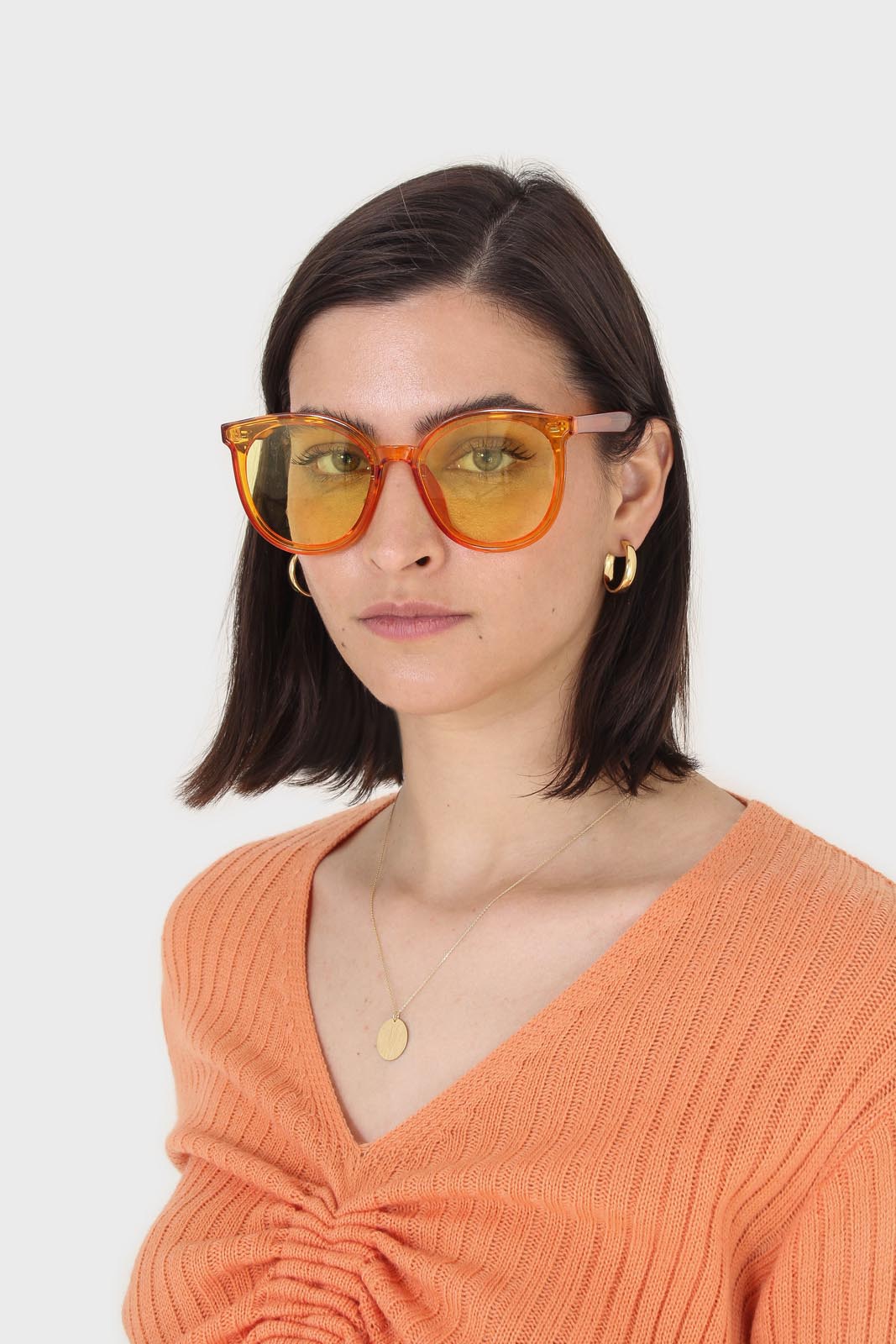 Orange pull front ribbed knit jumper_6