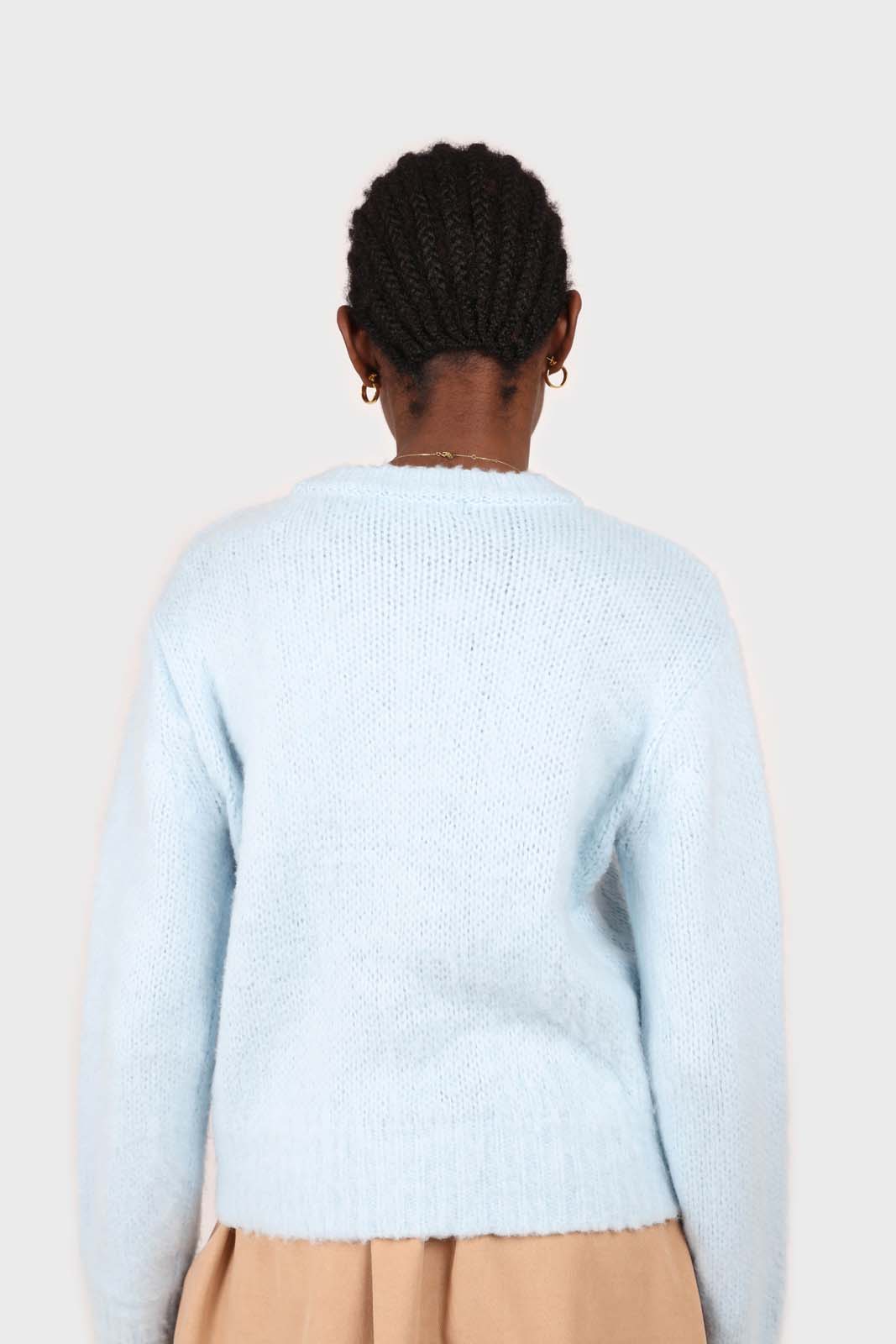 Pale blue brush textured crew neck jumper_2