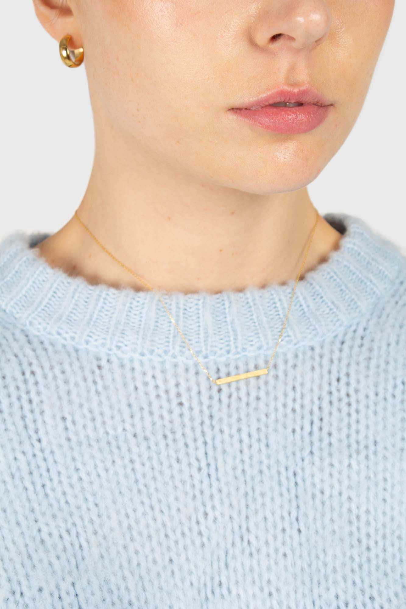 Pale blue brush textured crew neck jumper_4