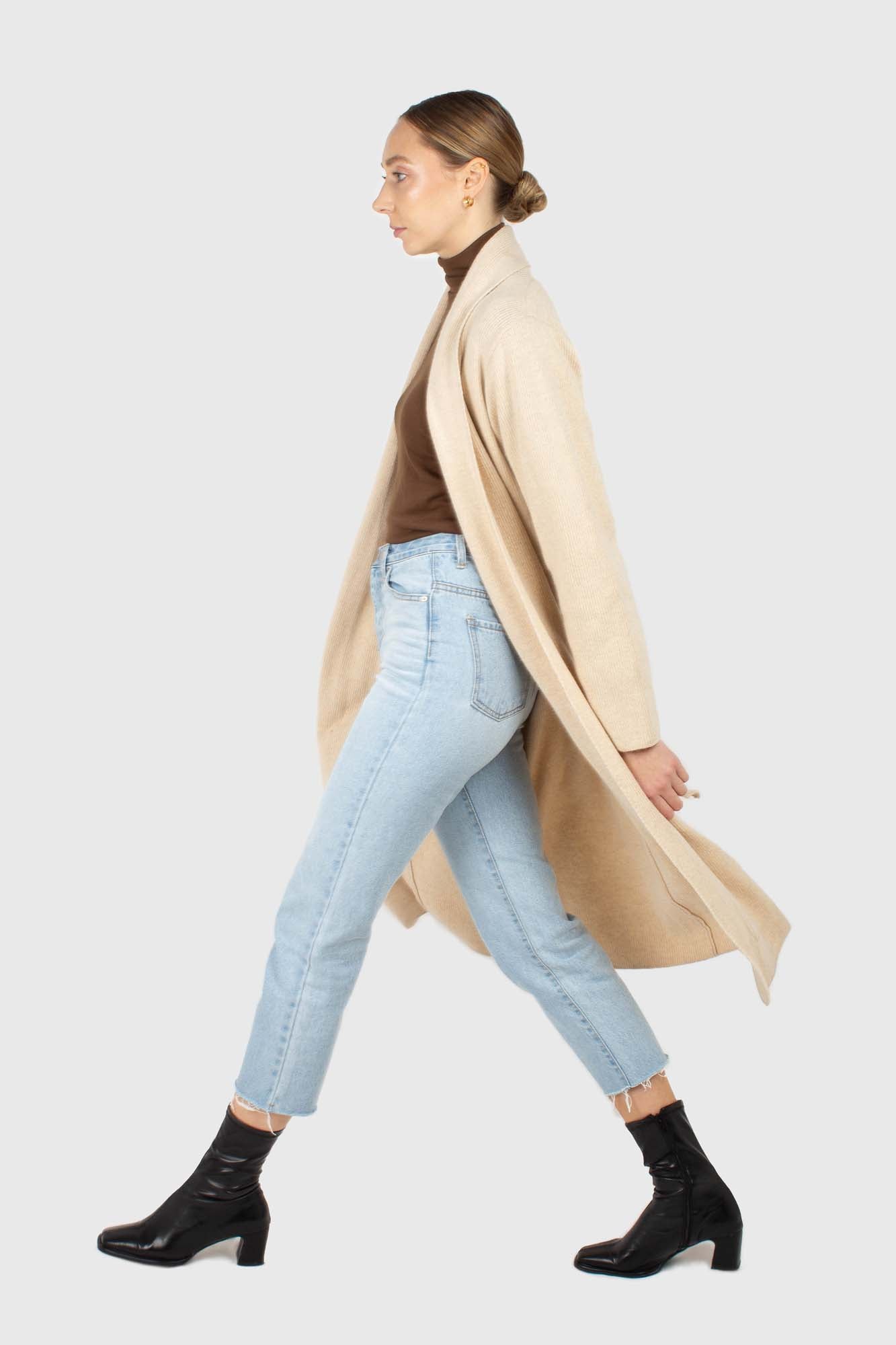 Beige wool blend extra long cardigan_2